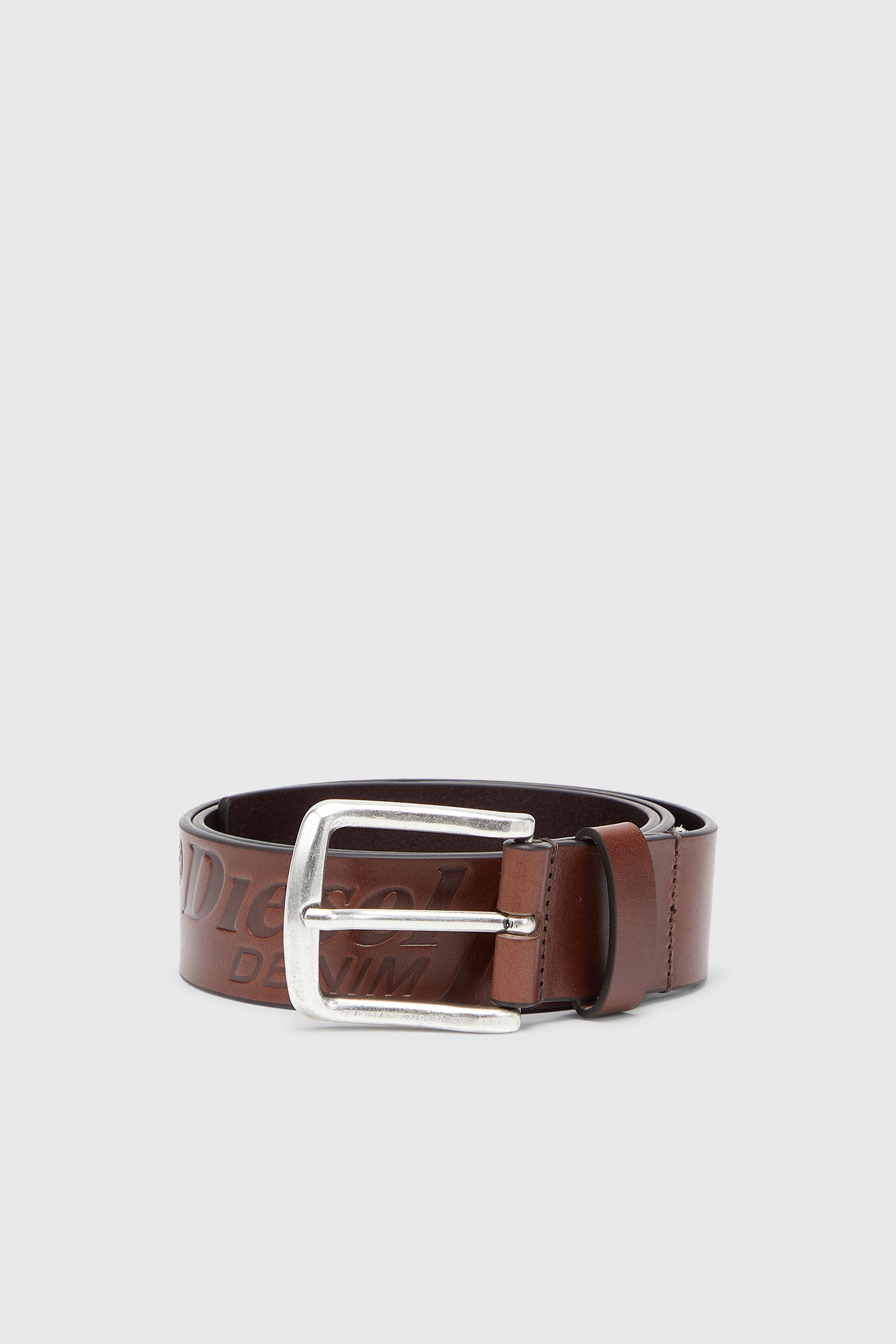 Diesel - B-FLAG-D EMBOSSED, Male's 4 cm leather belt with engraved logo in Brown - 1