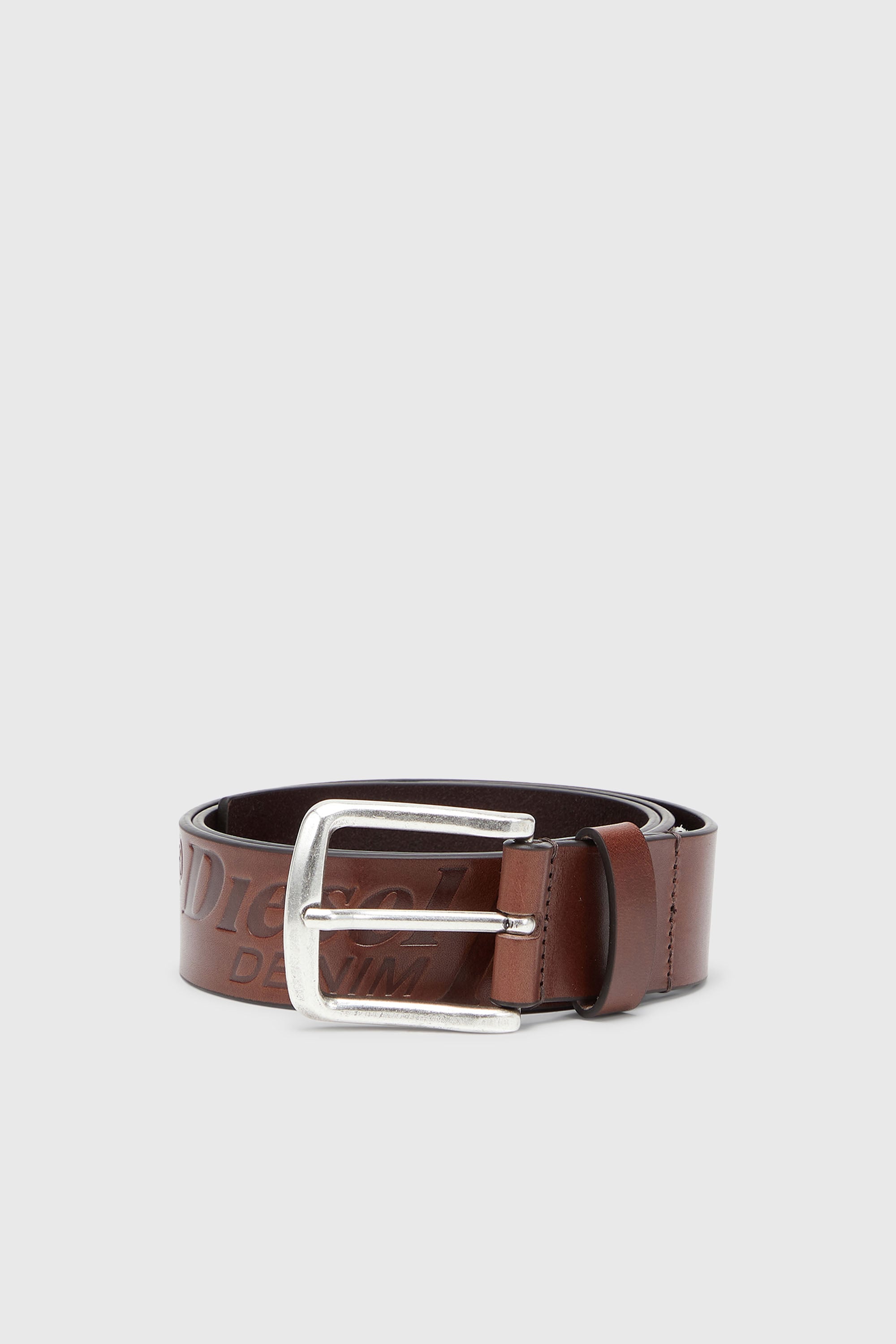 Diesel - B-FLAG-D EMBOSSED, Male's 4 cm leather belt with engraved logo in Brown - 1