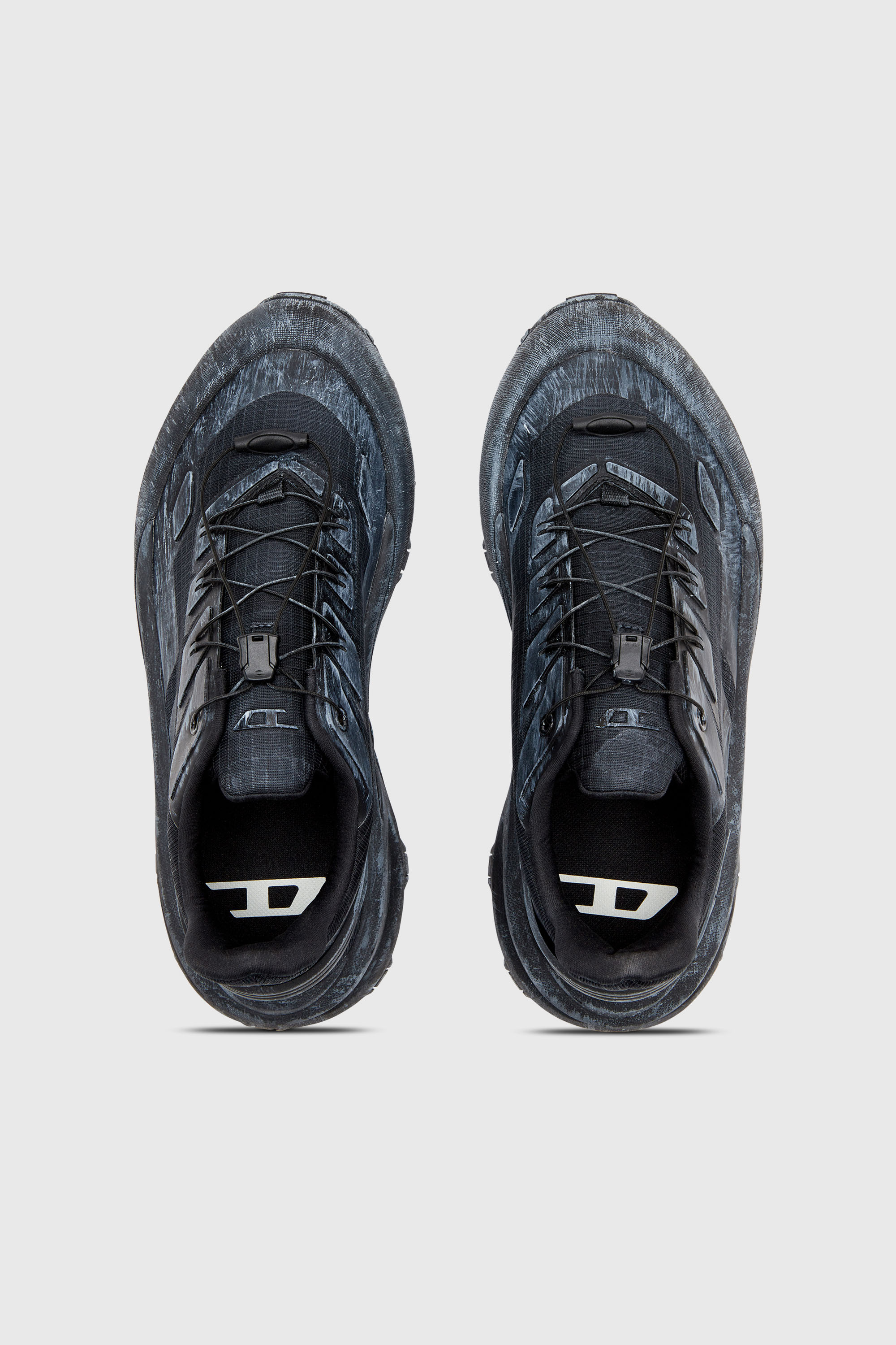 Men's D-Cage-Distressed chunky sneakers in ripstop | Black | Diesel US
