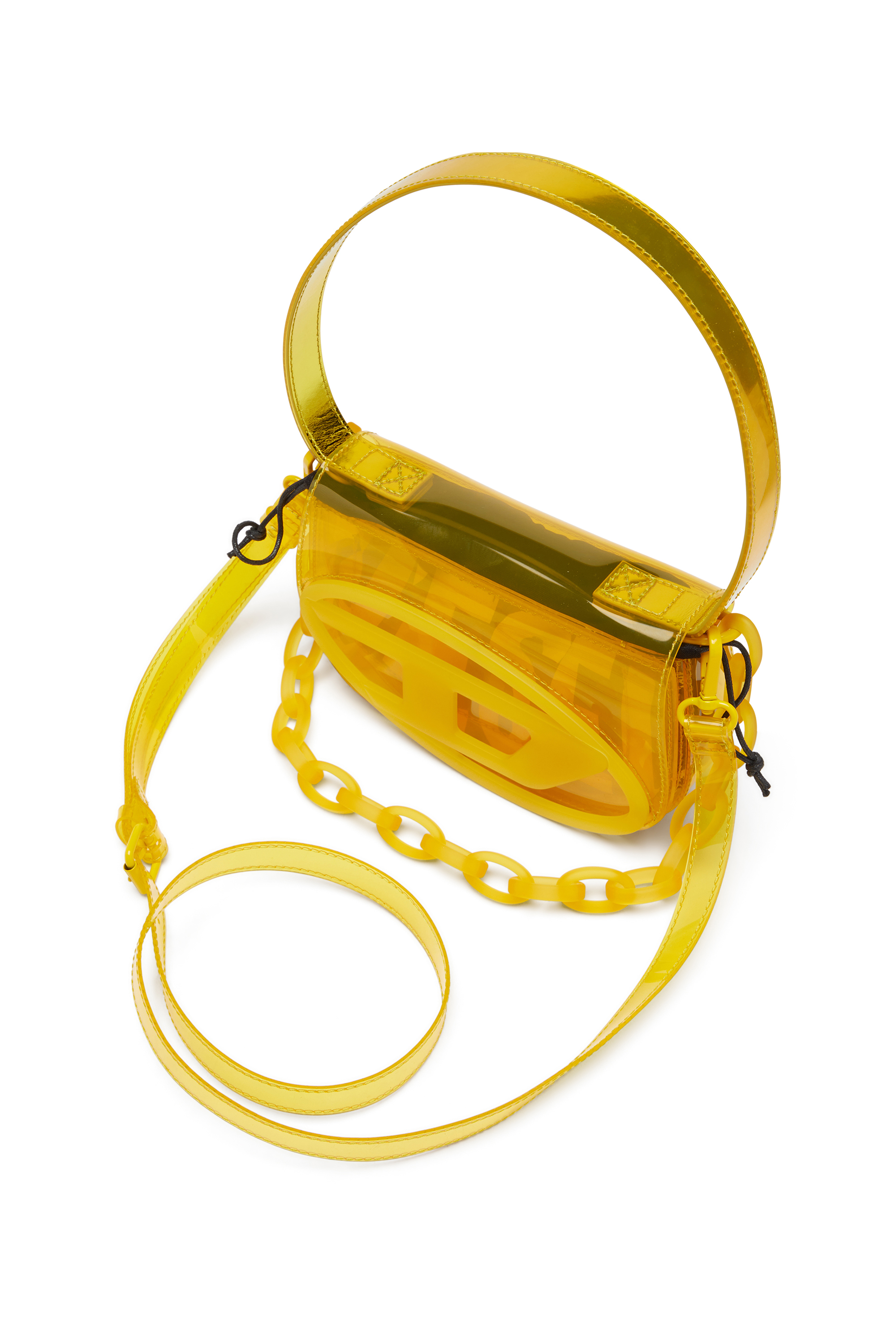 Diesel - 1DR, Woman's 1DR-Iconic shoulder bag in transparent TPU in Yellow - 5