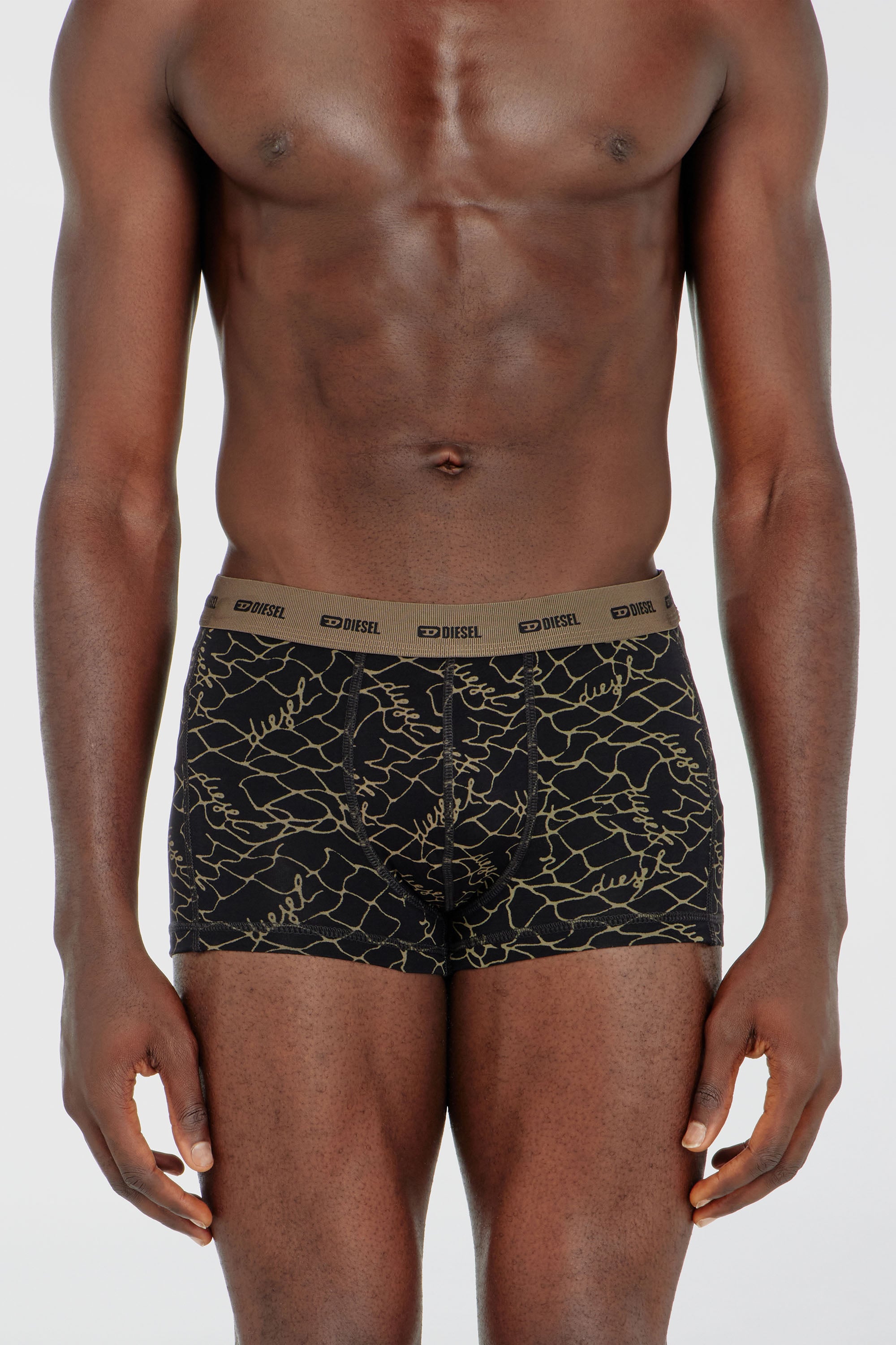 Diesel - DAMIEN-UTLT-3PACK, Male's Three-pack of trunks with graphic motif in Black/Beige - 1