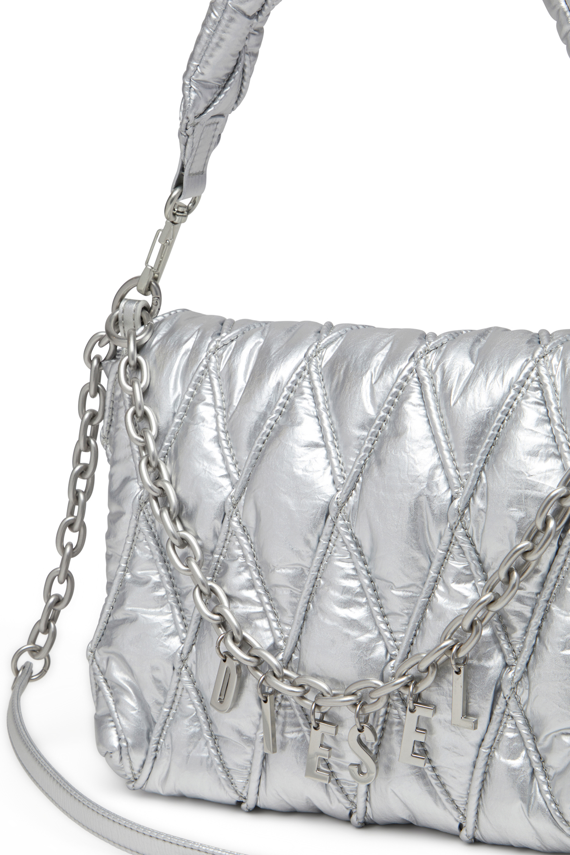ハンドバッグ DIESEL Woman Handbag Silver X08396PS202H0 535 Women's 1DR-Iconic shoulder bag in mirrored leather | Silver