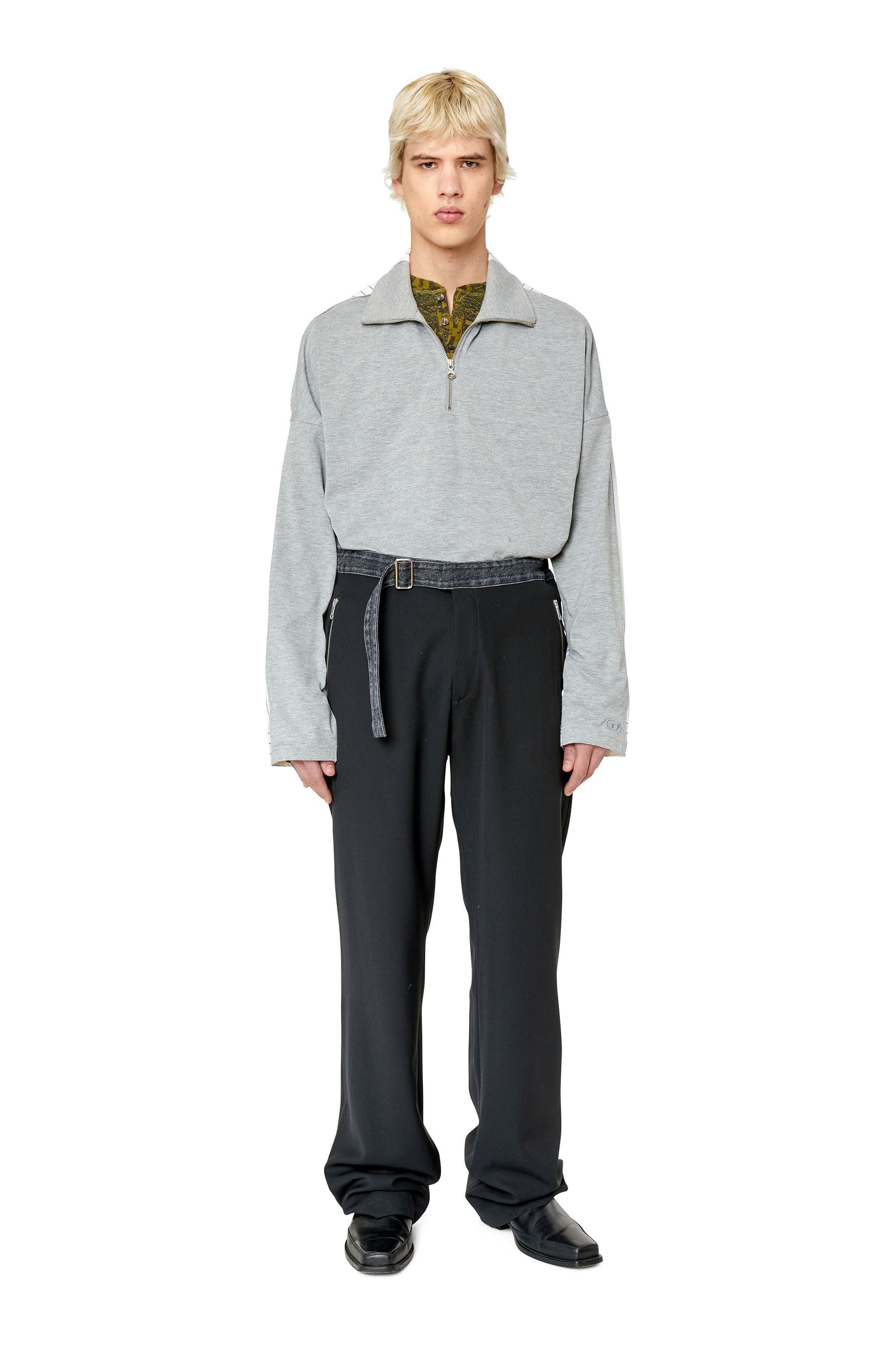 Diesel - S-GANDER-A, Man's Oversized hybrid shirt in Light Grey - 1