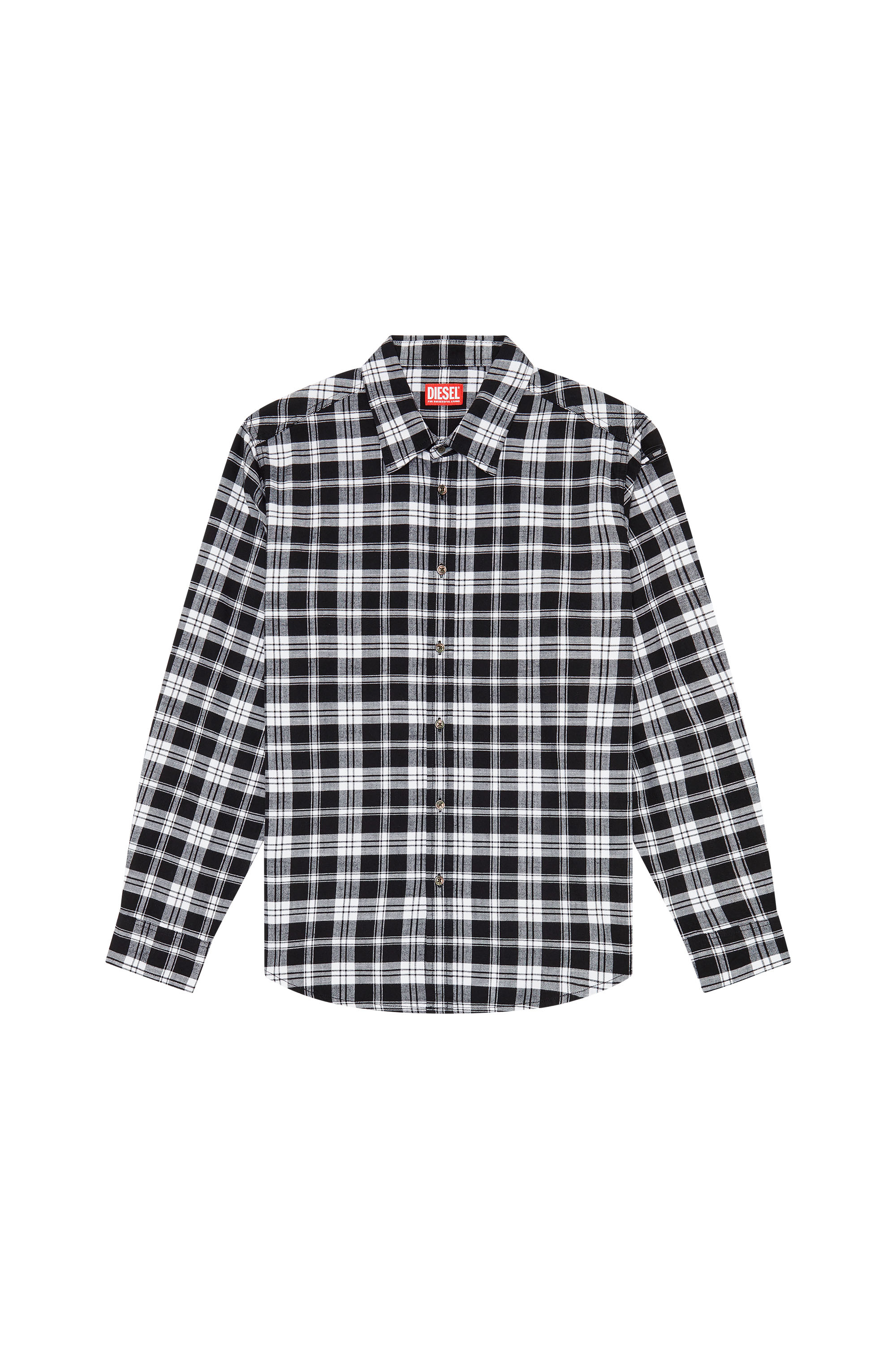 Diesel - S-UMBE-CHECK-NW, Man's Shirt in checked flannel in Black/White - 2