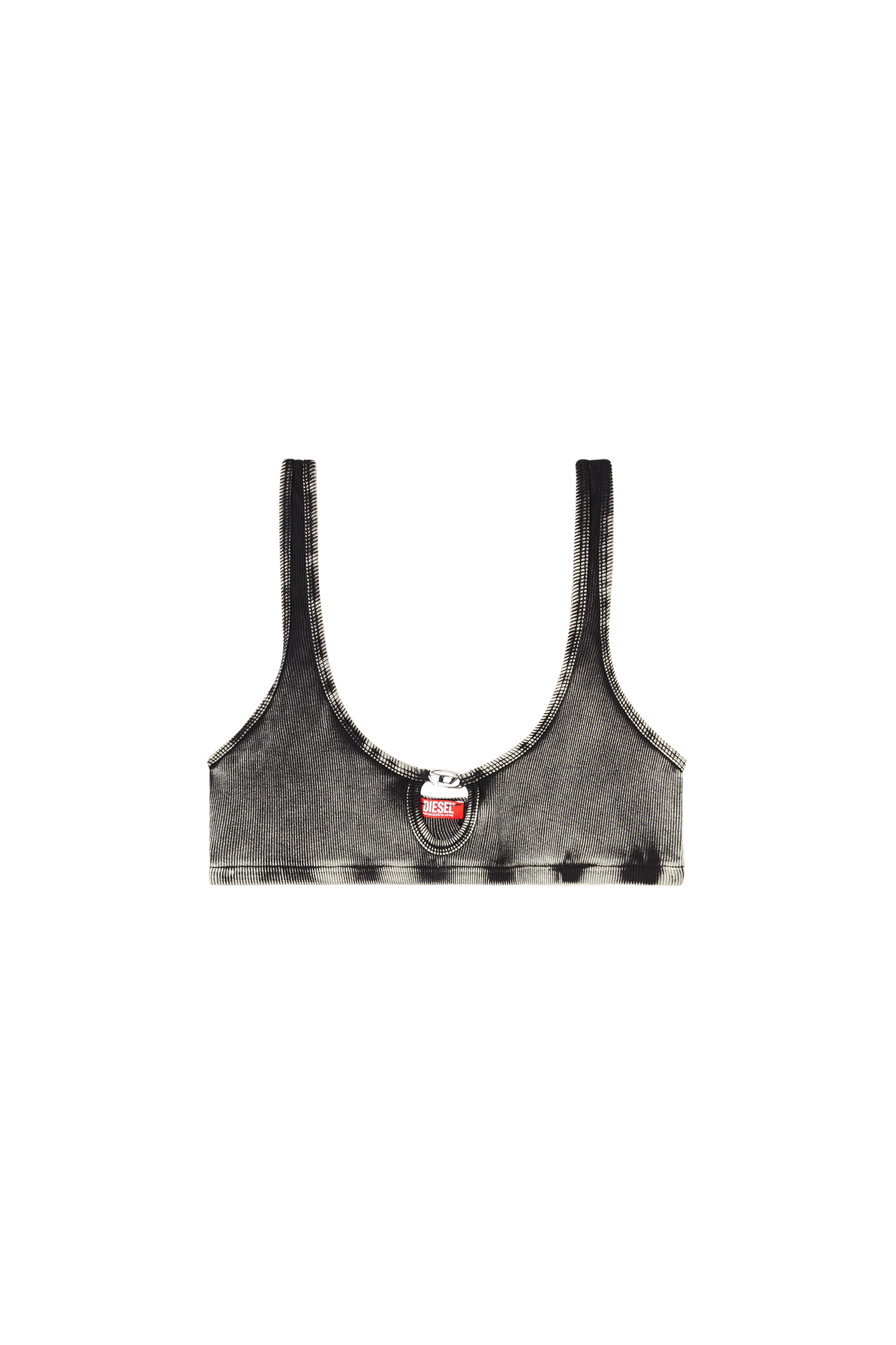 Diesel - FLORENCE-DNM, Female's Soft bra in cotton rib with jewel Oval D in Grey - 3