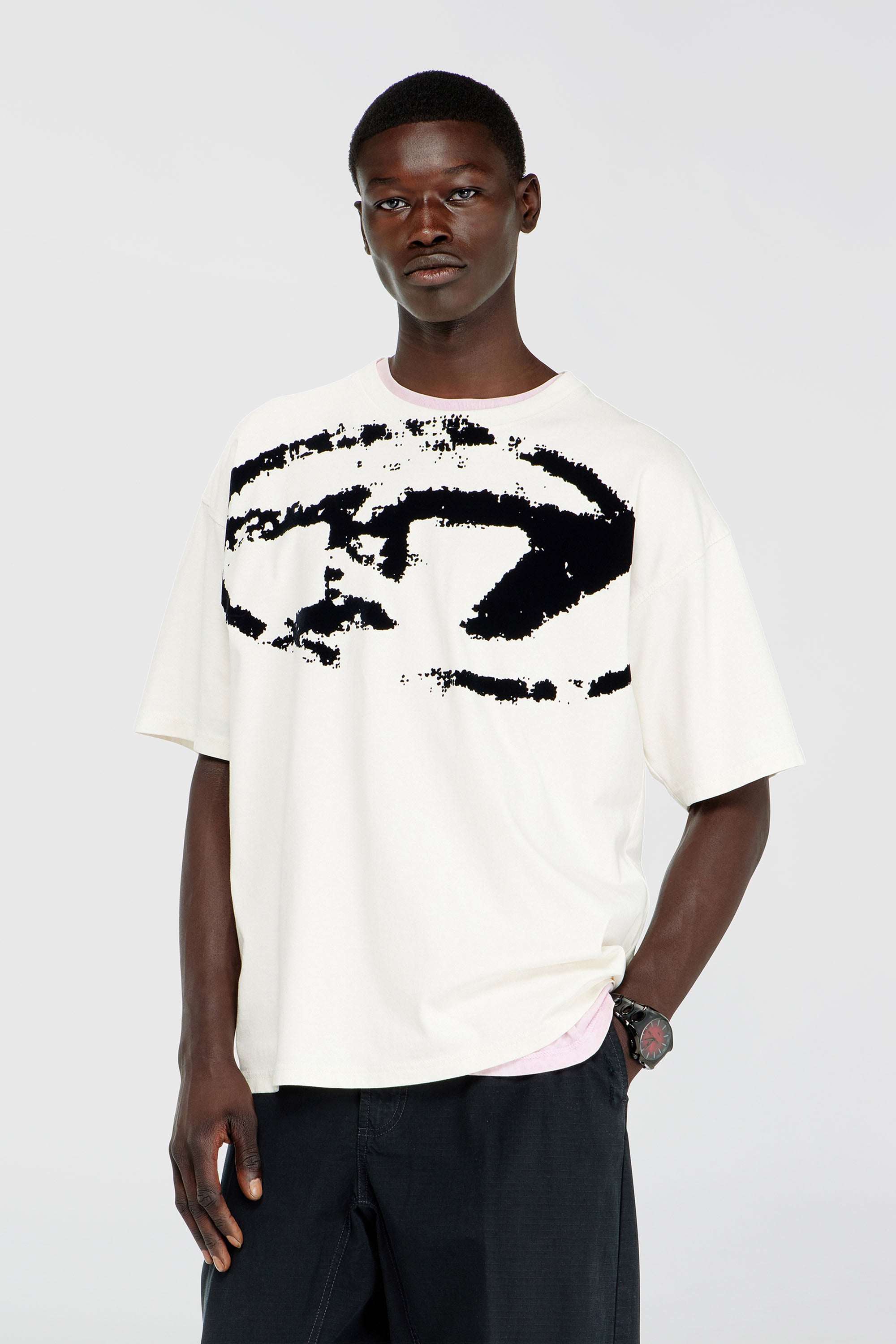 Diesel - T-BOXT-N14, Man's Graphic T-Shirt With Distressed Logo in White - 1