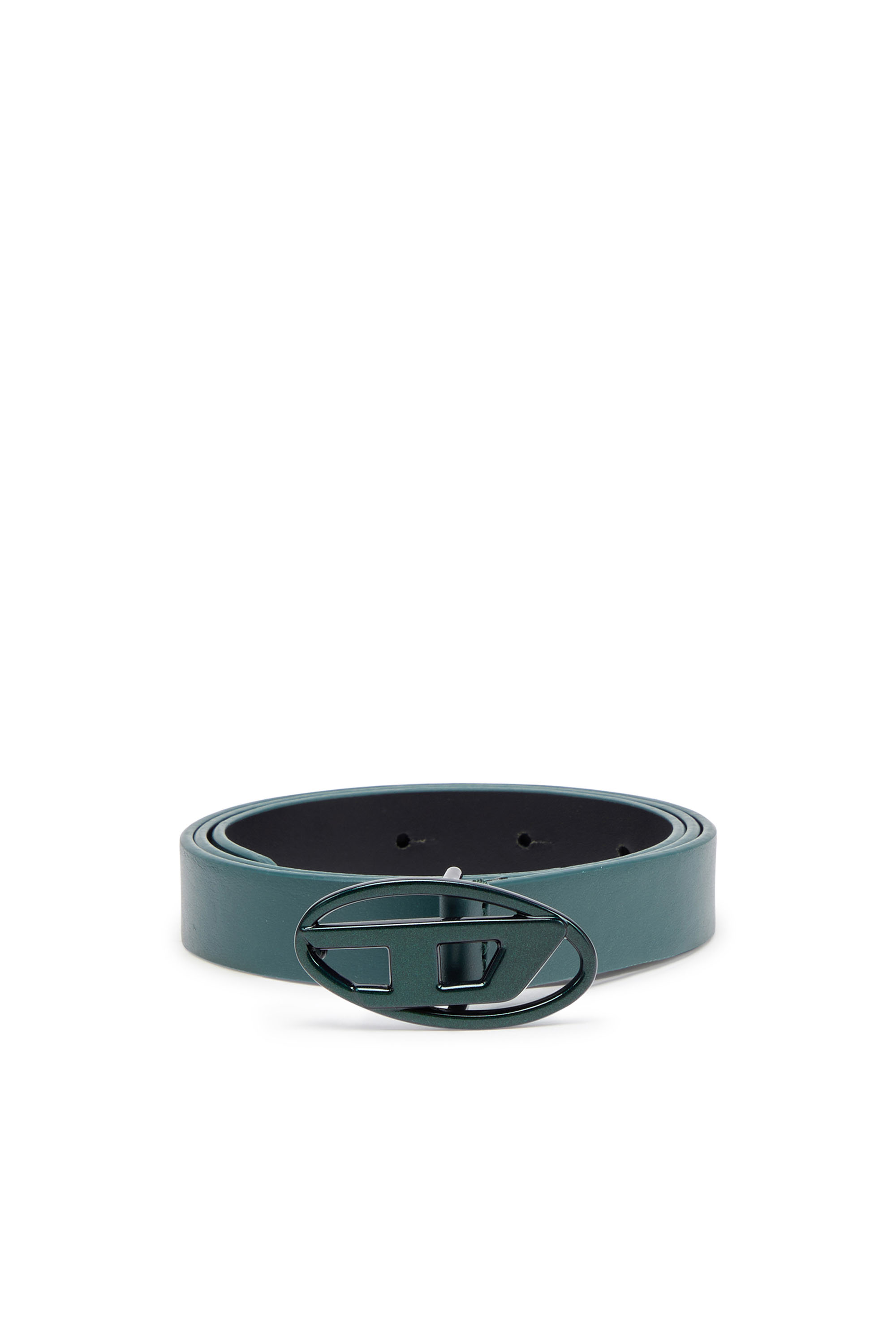 Women's Slim leather belt with iridescent buckle