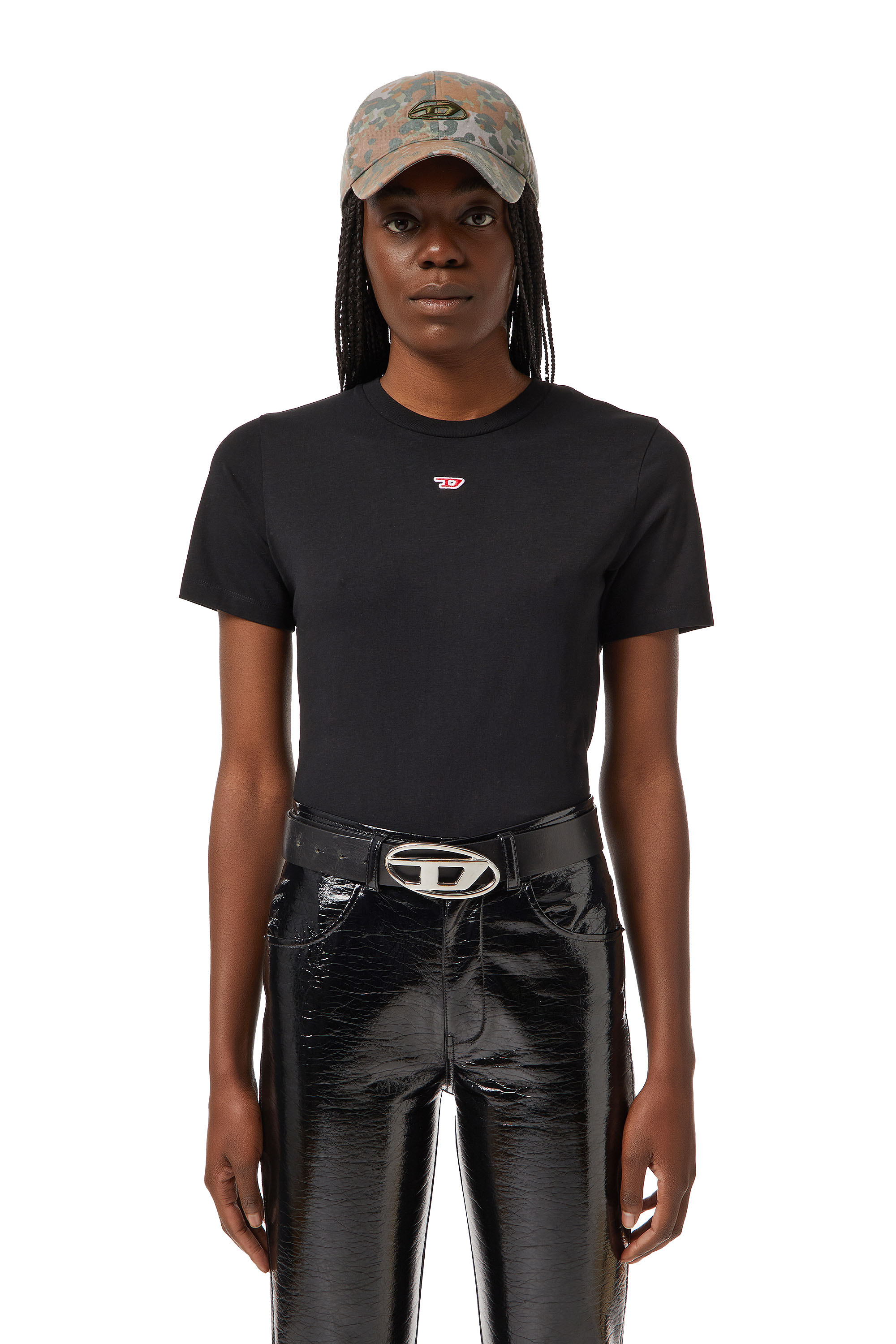 Diesel - T-REG-D, Woman's T-shirt with D logo in Black - 3