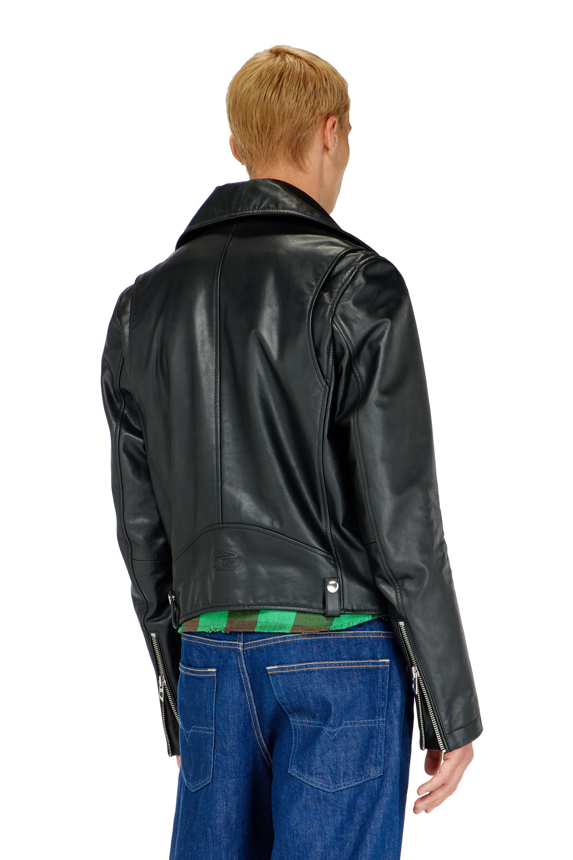 Diesel - L-EO-WRD, Man's Biker jacket in waxed leather in Black - 5