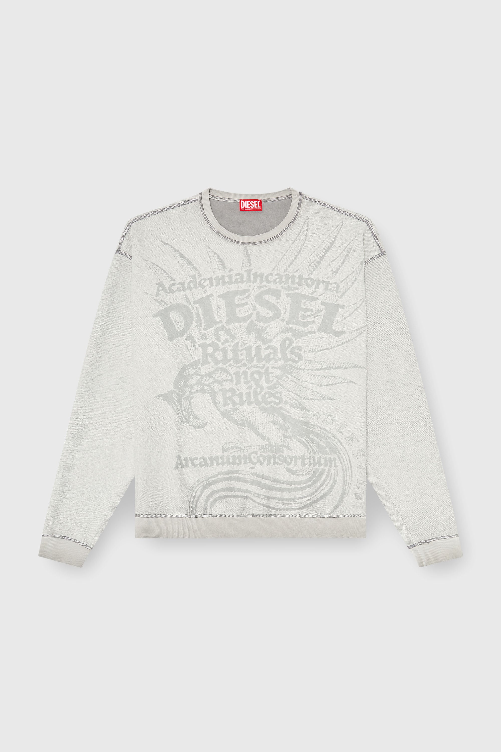 Diesel - S-ARON-RAW, Sudadera con estampado devor&eacute; Hombre in Gris - 2