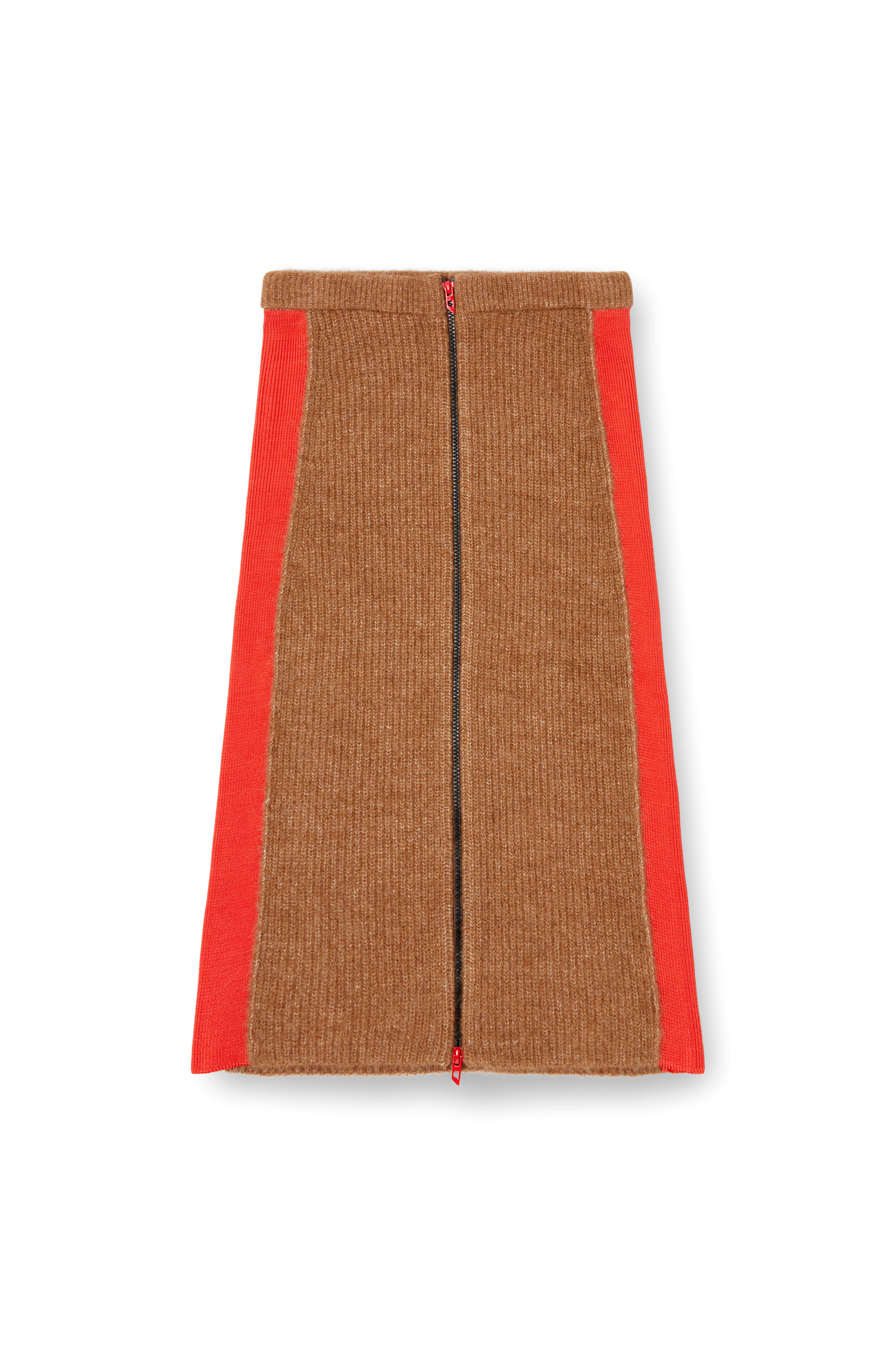 Diesel - M-LOUSI, Jupe midi en alpaga avec zip frontal Femme in Marron - 3
