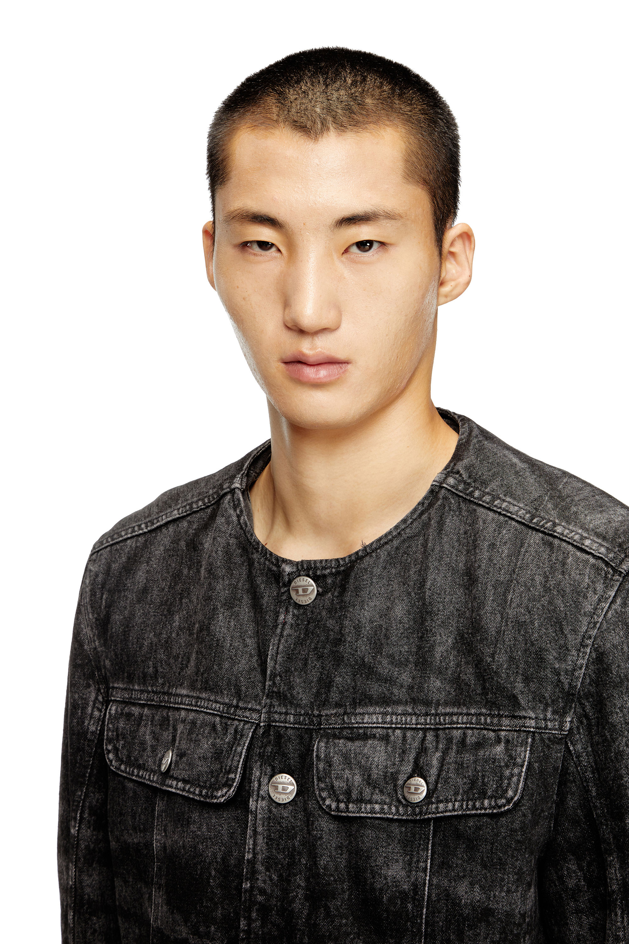 Diesel - D-ABERDEEN-FSH2, Male's Jacket in lasered cotton-hemp denim in Black - 4