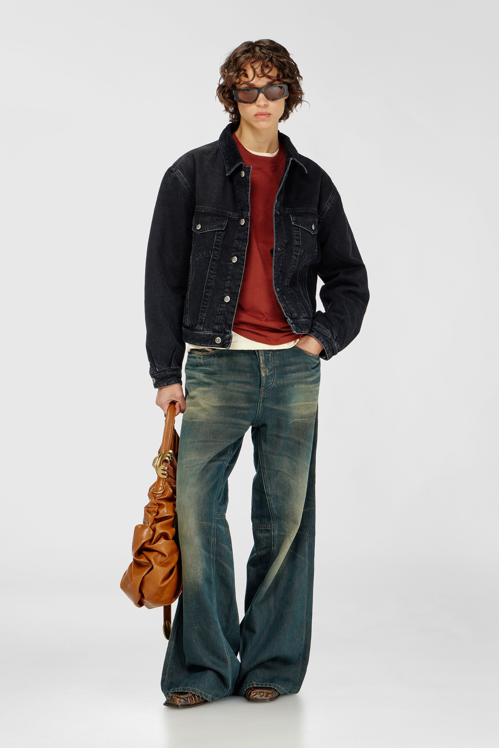 Diesel - D-RANGER-T, Unisex's Padded trucker jacket in denim in Black - 7