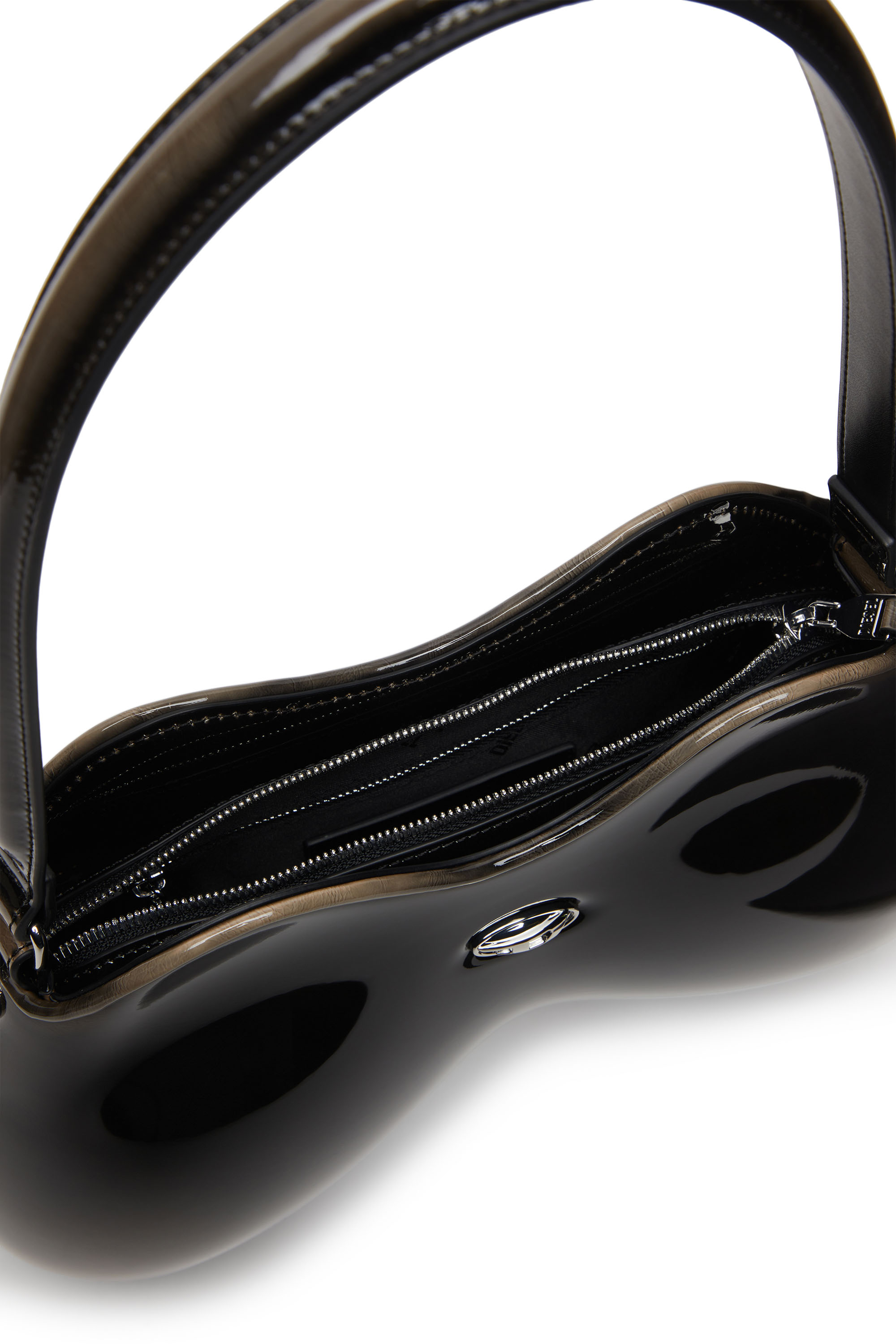 Diesel - DOUBLE-D SHOULDER, Female's Double-D-Rigid shoulder bag in dégradé glossy PU in Black/Bronze - 3