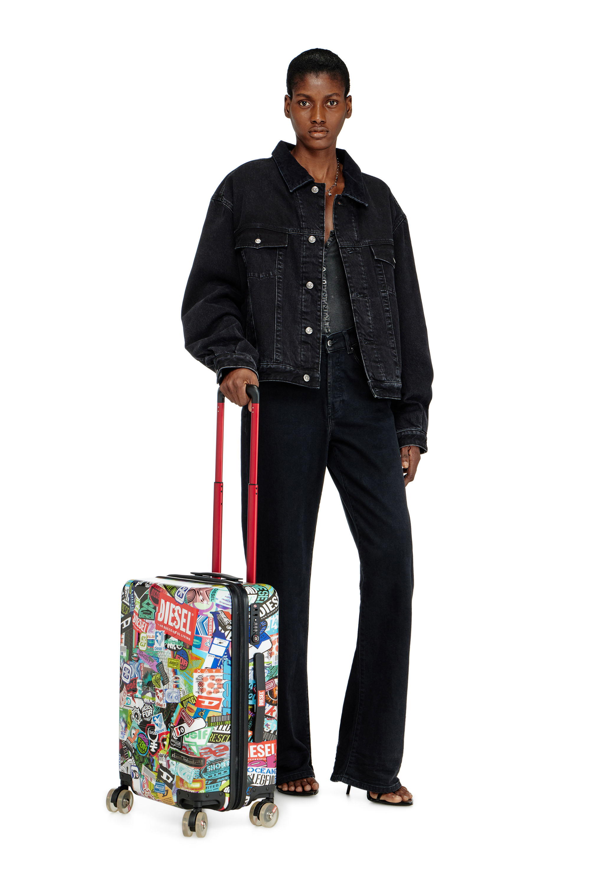 Diesel - DIESEL PC PRINTED TROLLEY-STICKERS- DSL0, Valise taille S style autocollants Mixte in Polychrome - 5