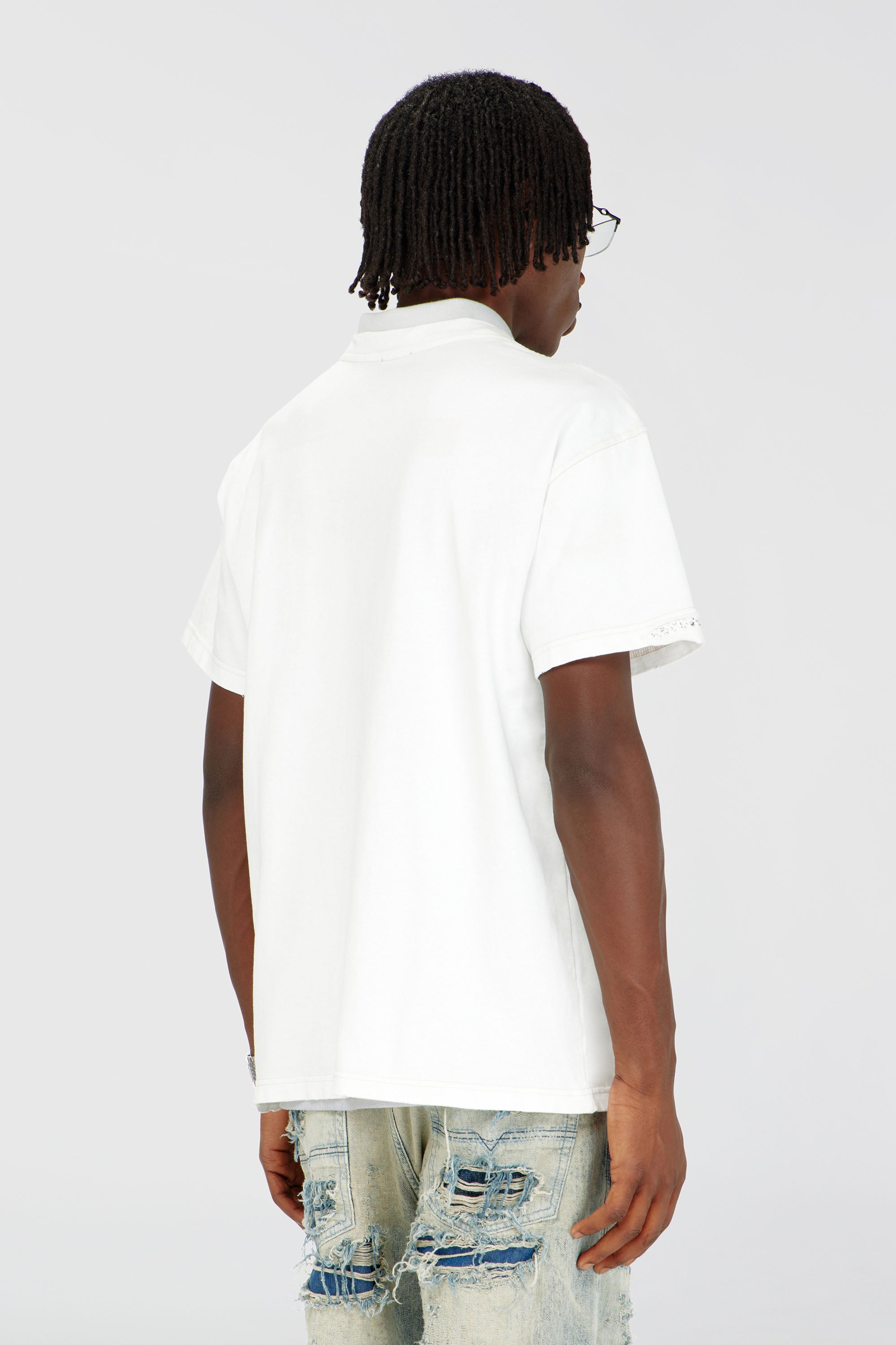 Diesel - T-NORM-CRYSTALS, Camiseta con bordes deshilachados y detalles de cristal Hombre in Blanco - 4