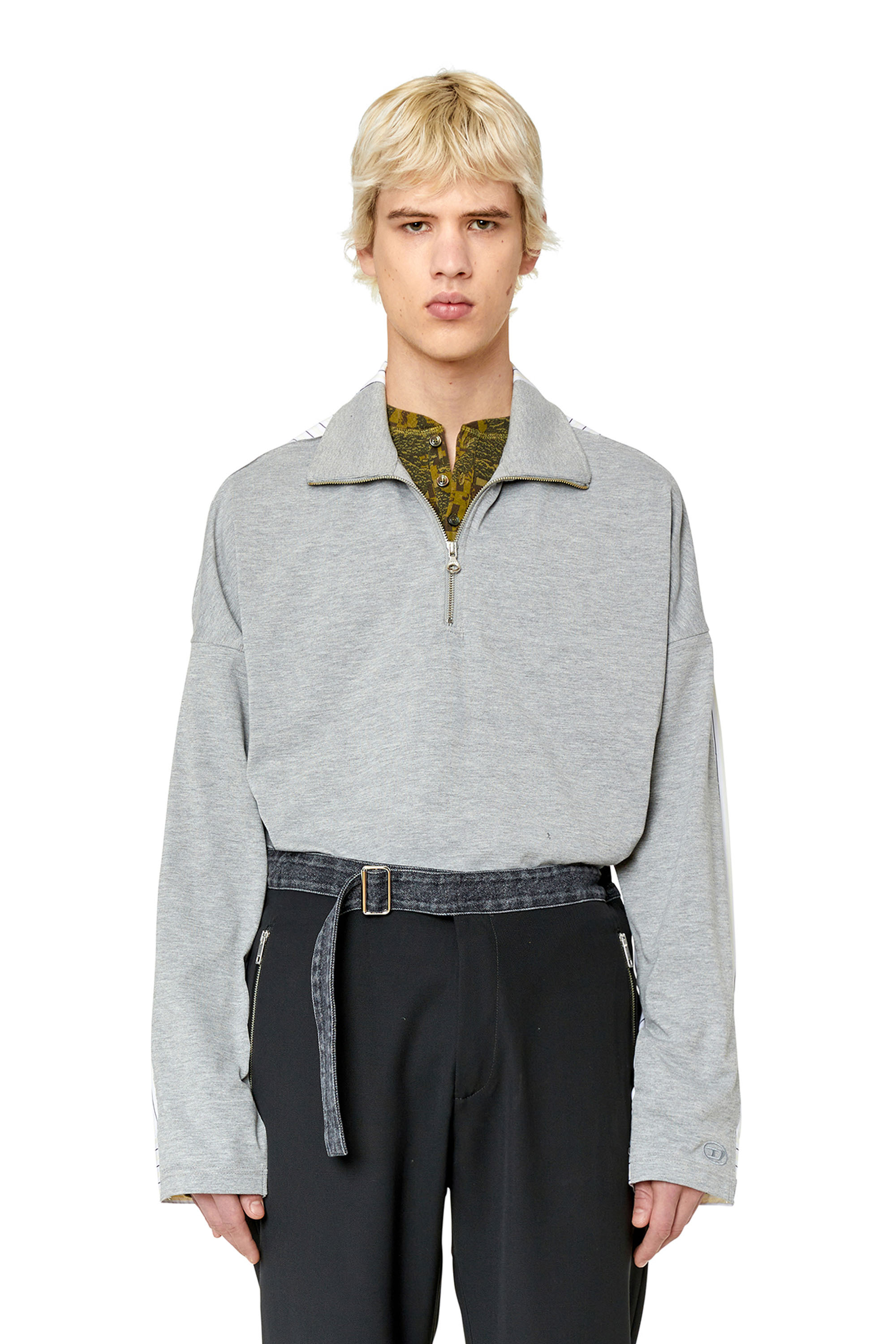 Diesel - S-GANDER-A, Man's Oversized hybrid shirt in Light Grey - 3