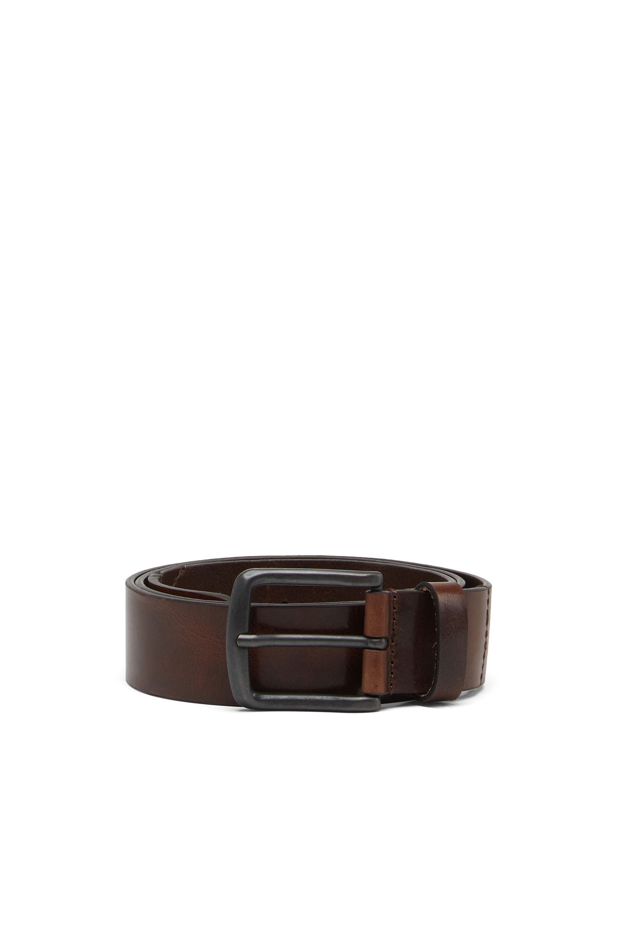 Diesel - B-LINE, Man's 3.9cm treated leather belt with diesel logo in Brown Leather - 1