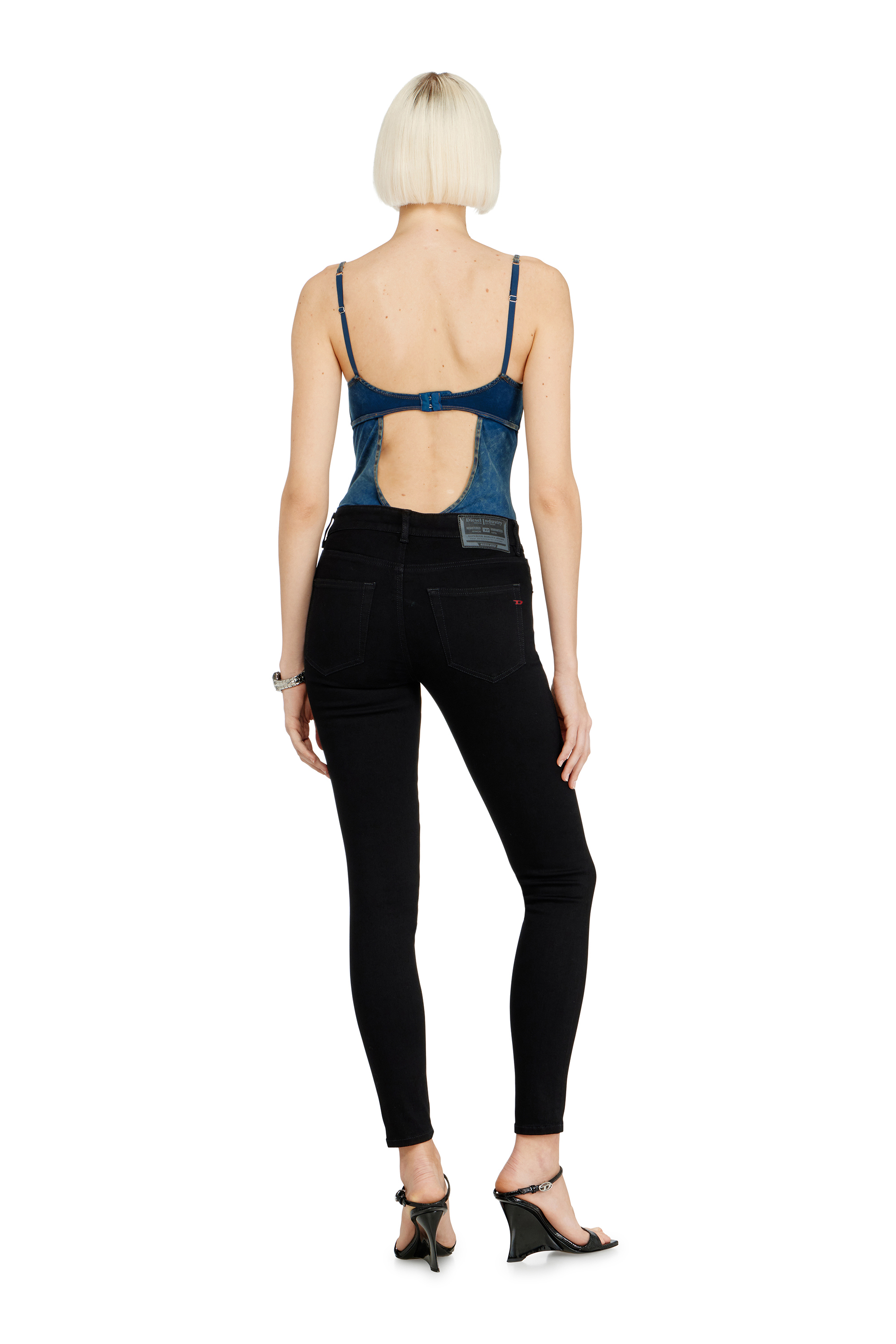 Diesel - Skinny Jeans 2017 Slandy 069EF Femme, Noir/Gris fonc&eacute; - Image 4