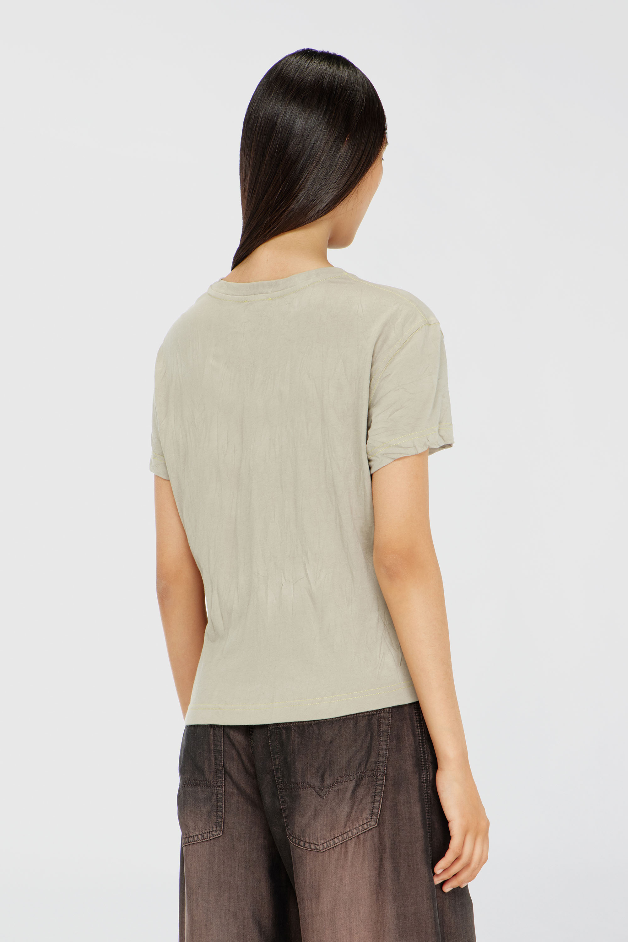 Diesel - T-ILA-AA5, Woman's Cotton T-shirt with graphic print in Beige/Pink - 4