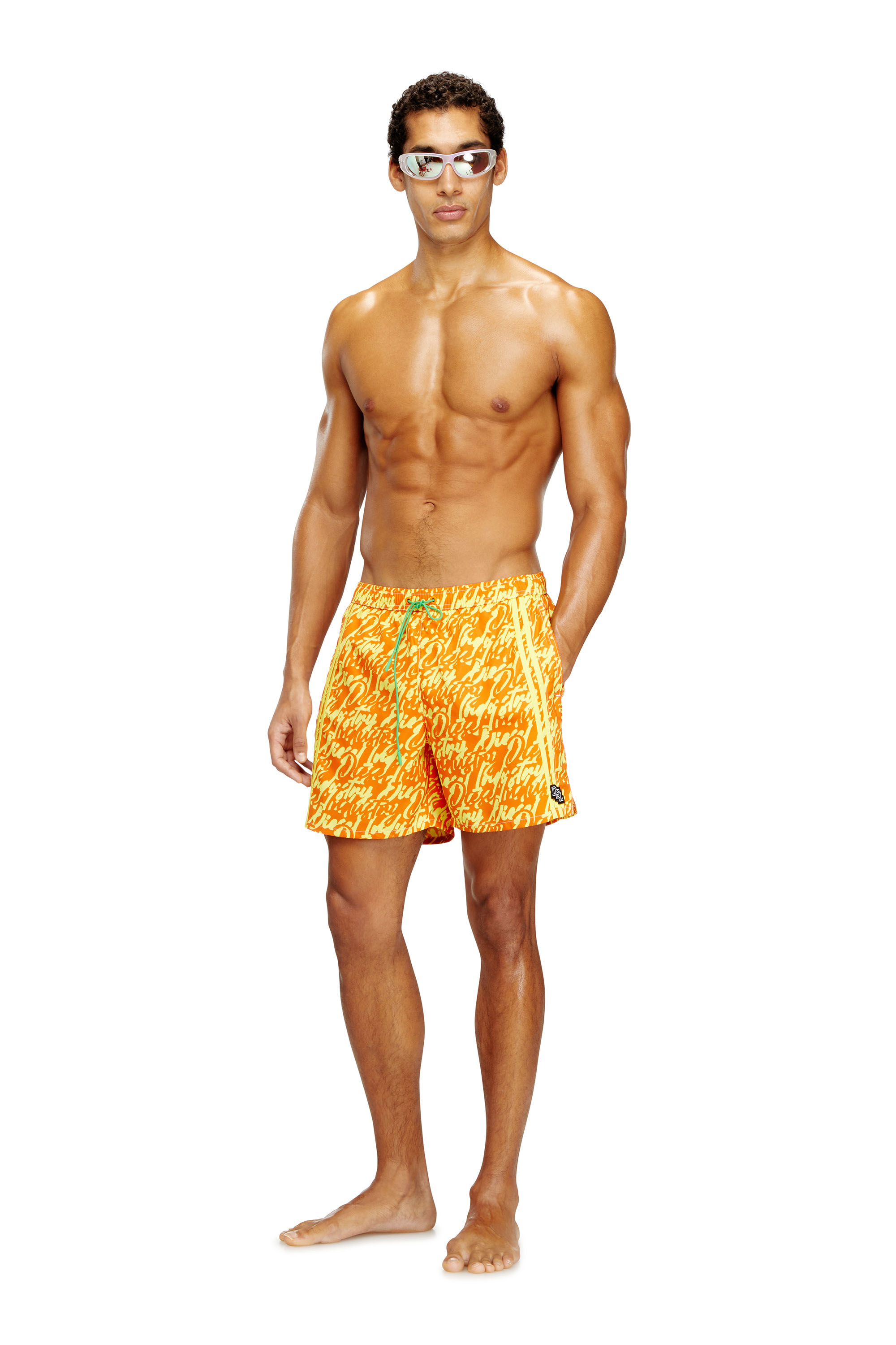 Diesel - SOCCER-41-D-POP, Male's Swim shorts with all-over logo print in null - 2