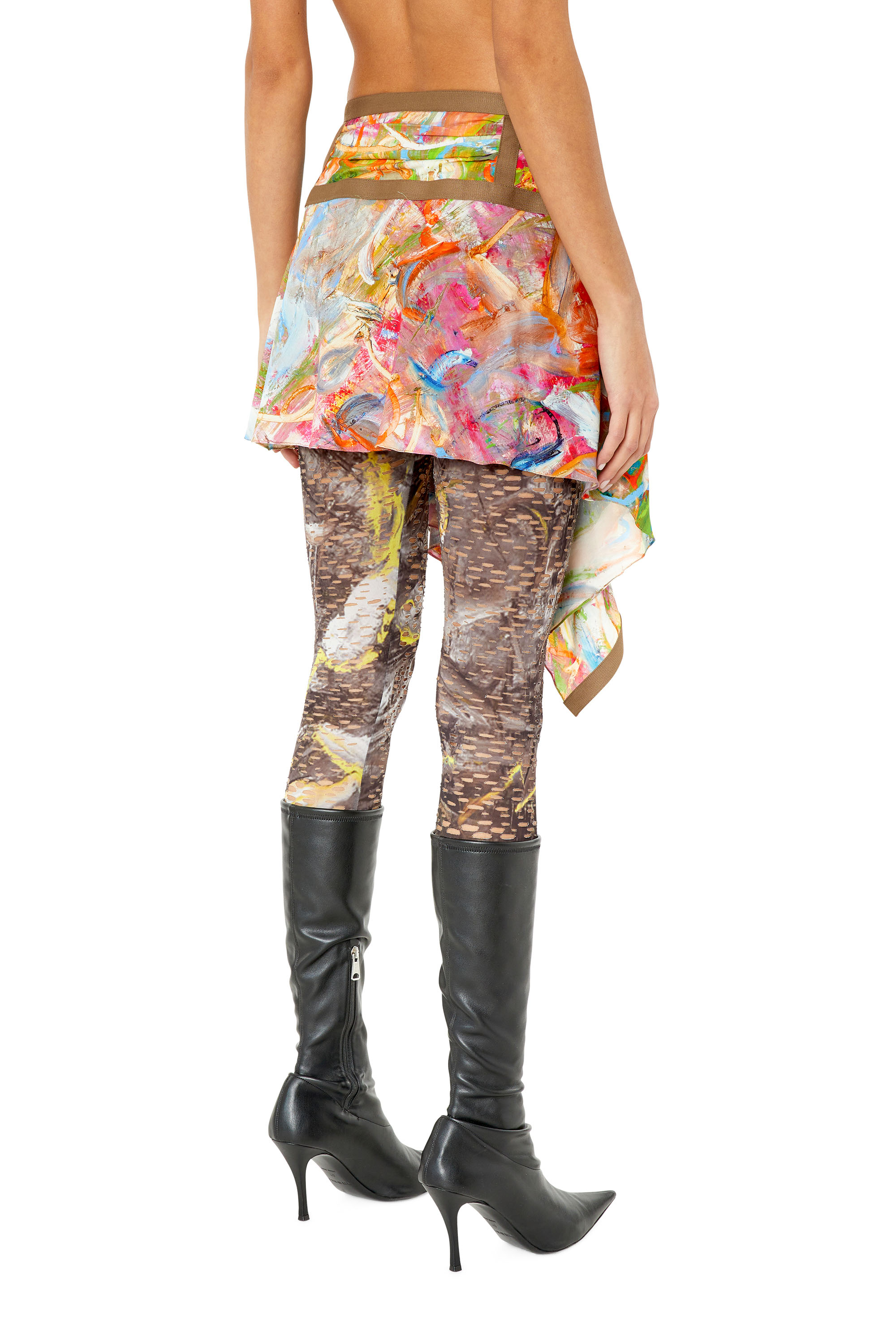 Diesel - O-DIANTHA-PRINT, Female's Mini skirt with abstract print in Brown/Red - 4