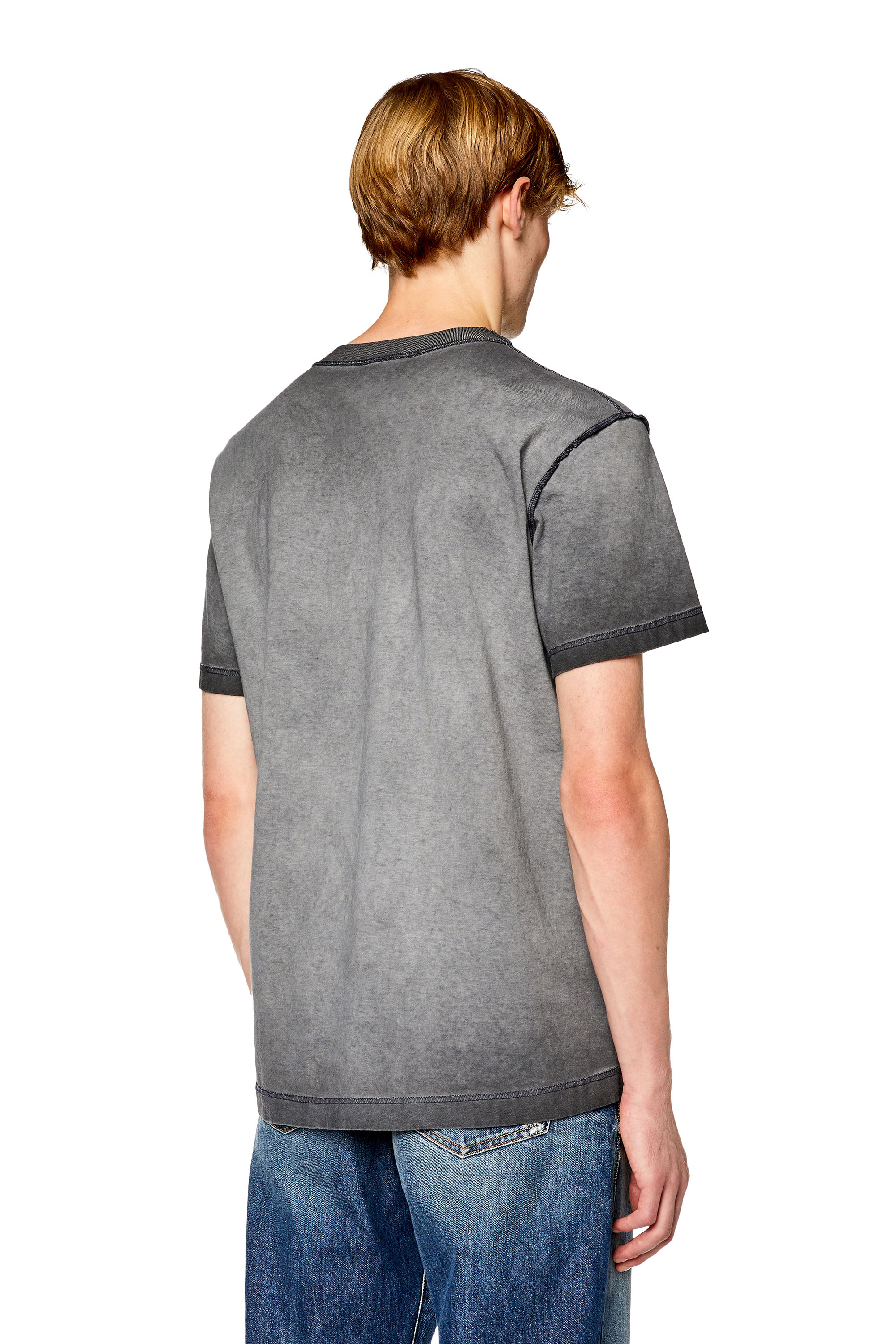 Diesel - T-DIEGOR-L2, Man's T-shirt with faded jacron print in Dark grey - 4