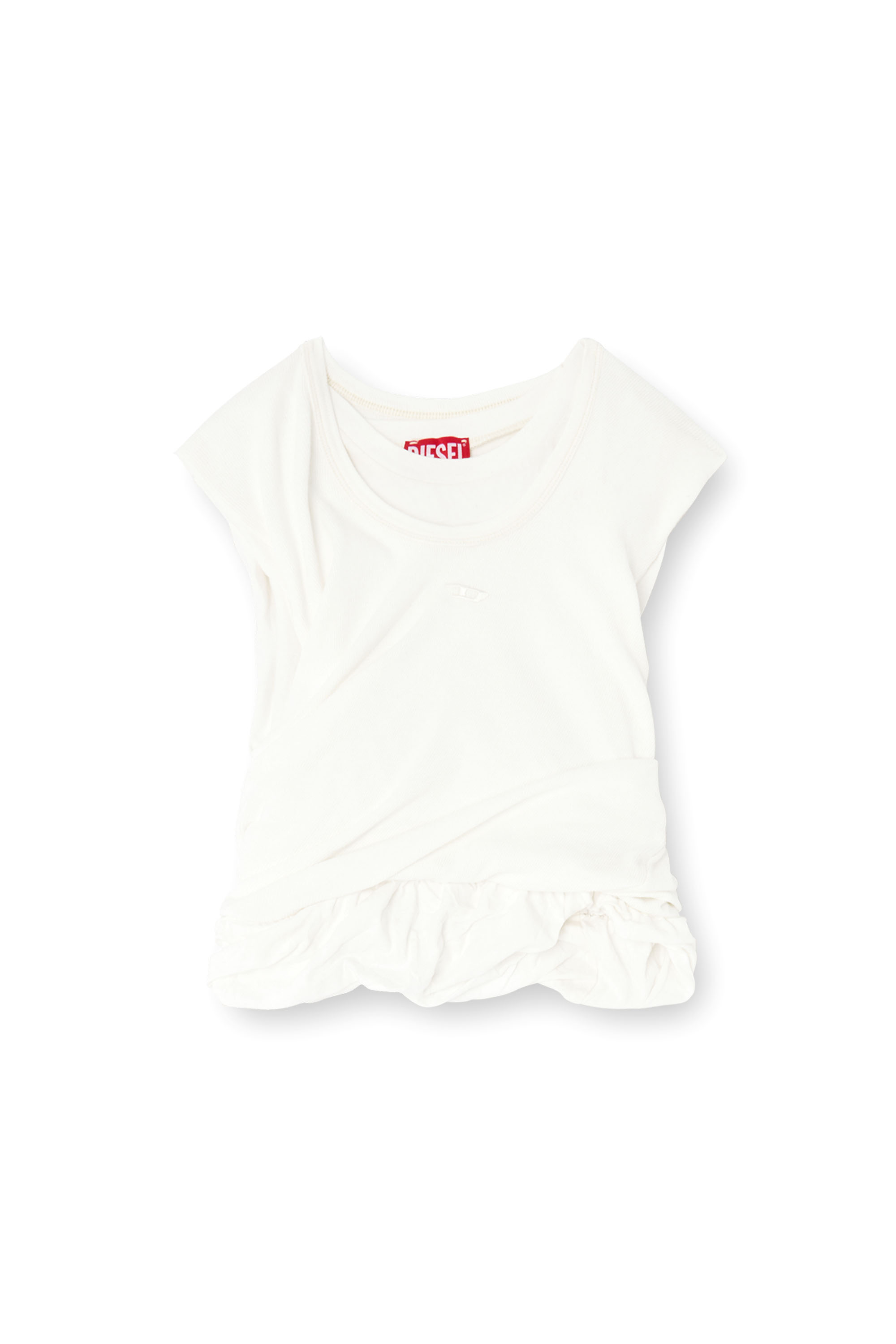 Diesel - T-WISHER-RIB-PL, Camiseta de tirantes fruncida en punto de doble capa Mujer in Blanco - 2