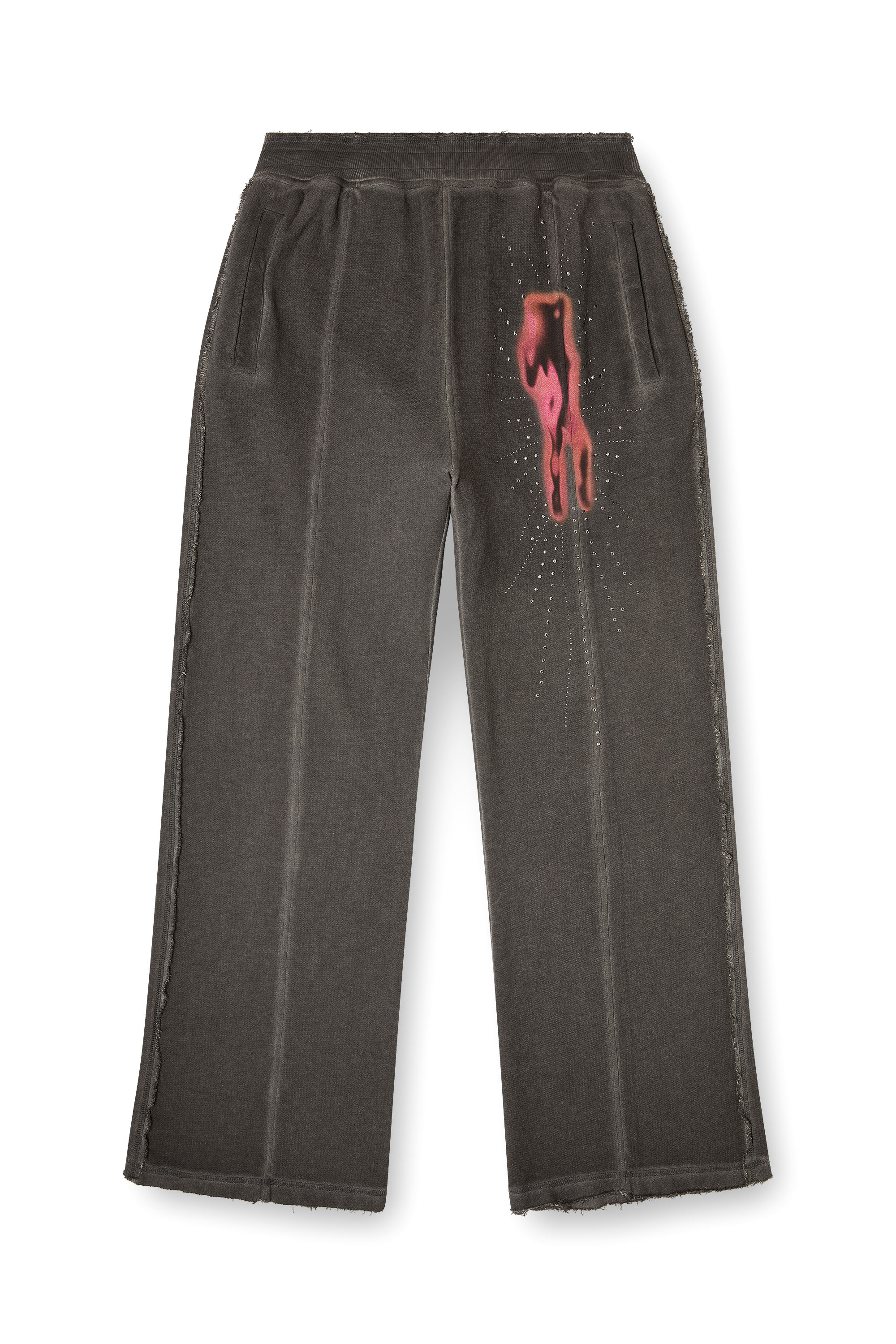 Diesel - P-QUINN, Man's Sweatpants with studs and graphic print in Grey - 3