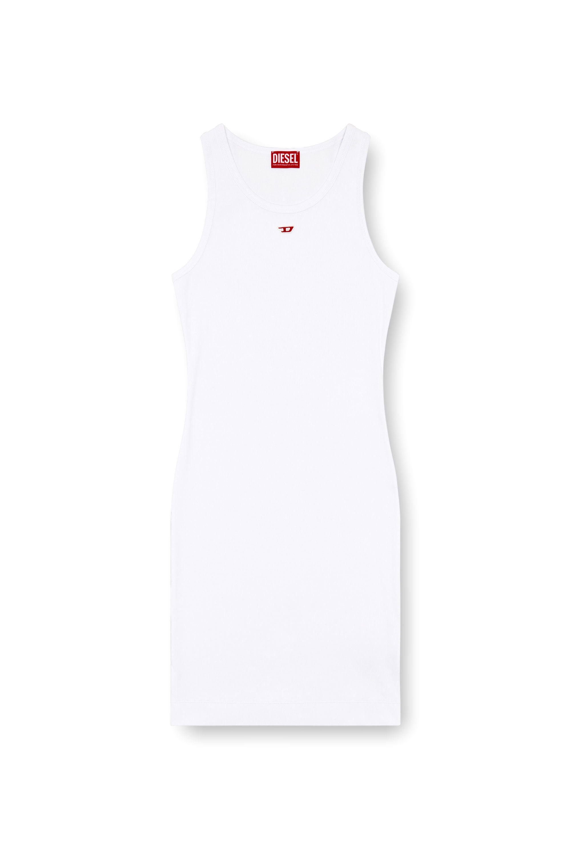 Diesel - D-TANK-LONG-D, Woman's Short tank dress with D logo in White - 3