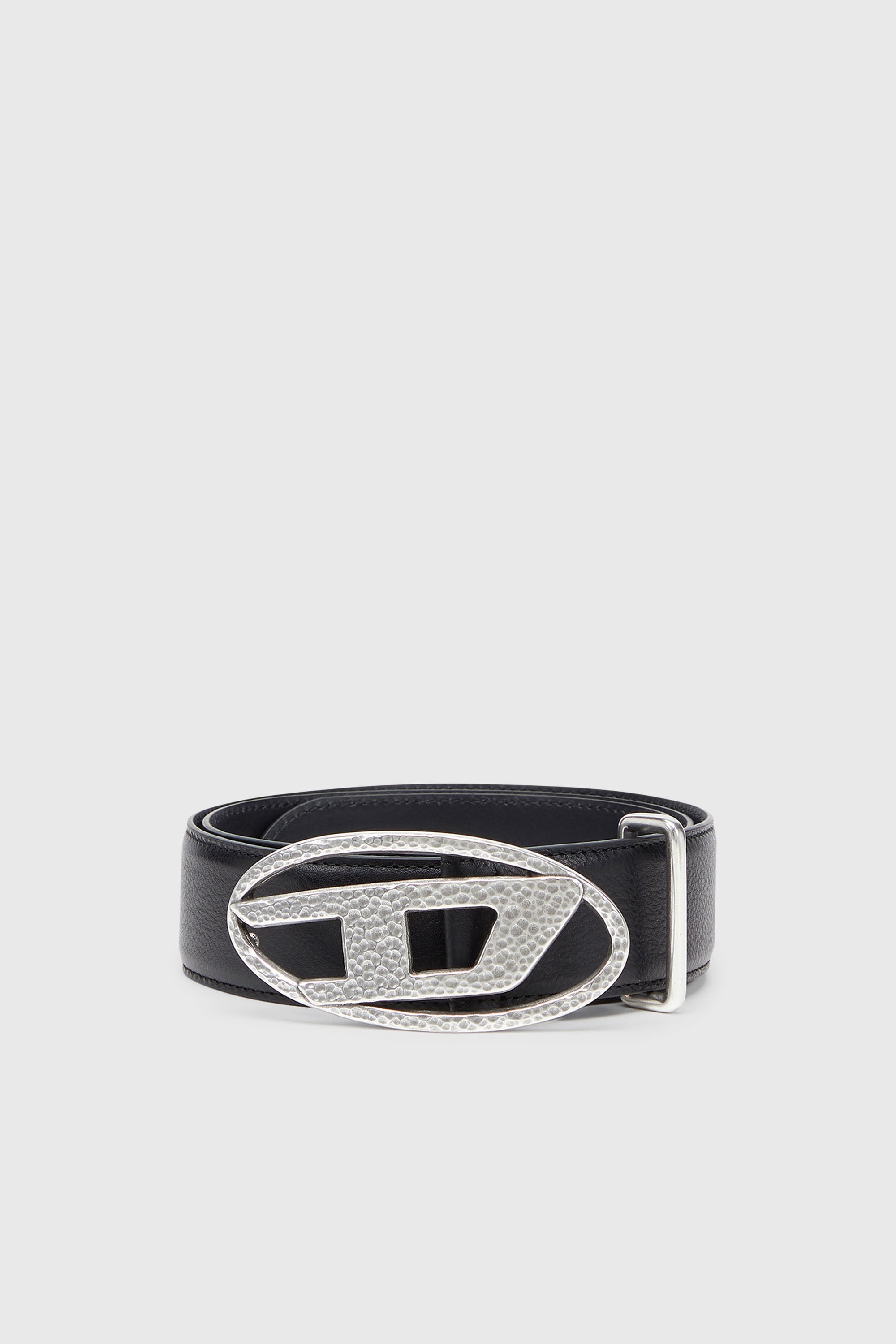 Diesel - B-1DR, 4 cm cintur&oacute;n de piel con hebilla Oval D martillada Unisex in Negro - 1