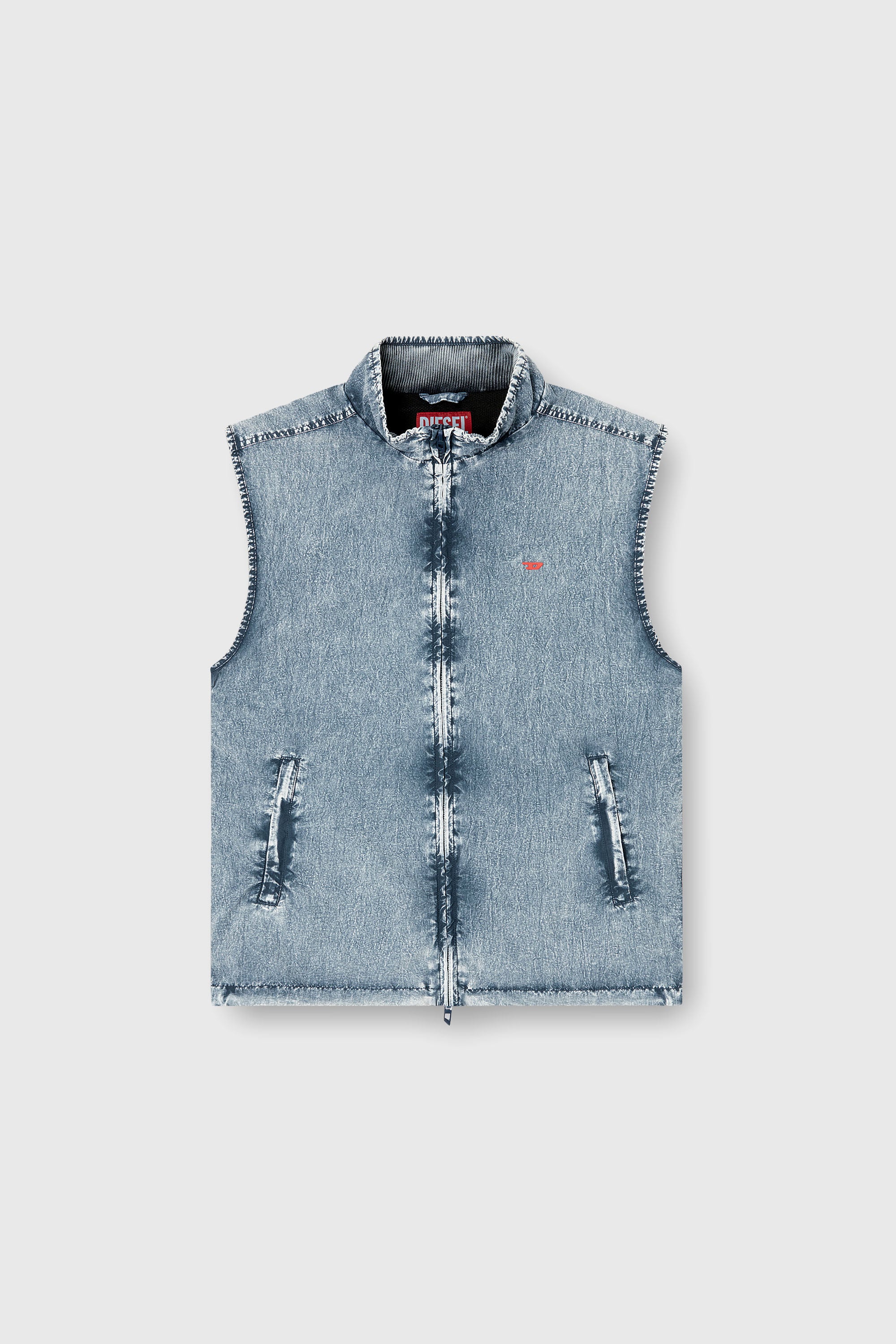 Diesel - J-ERB, Man's Vest in recycled nylon taslan in Medium blue - 2
