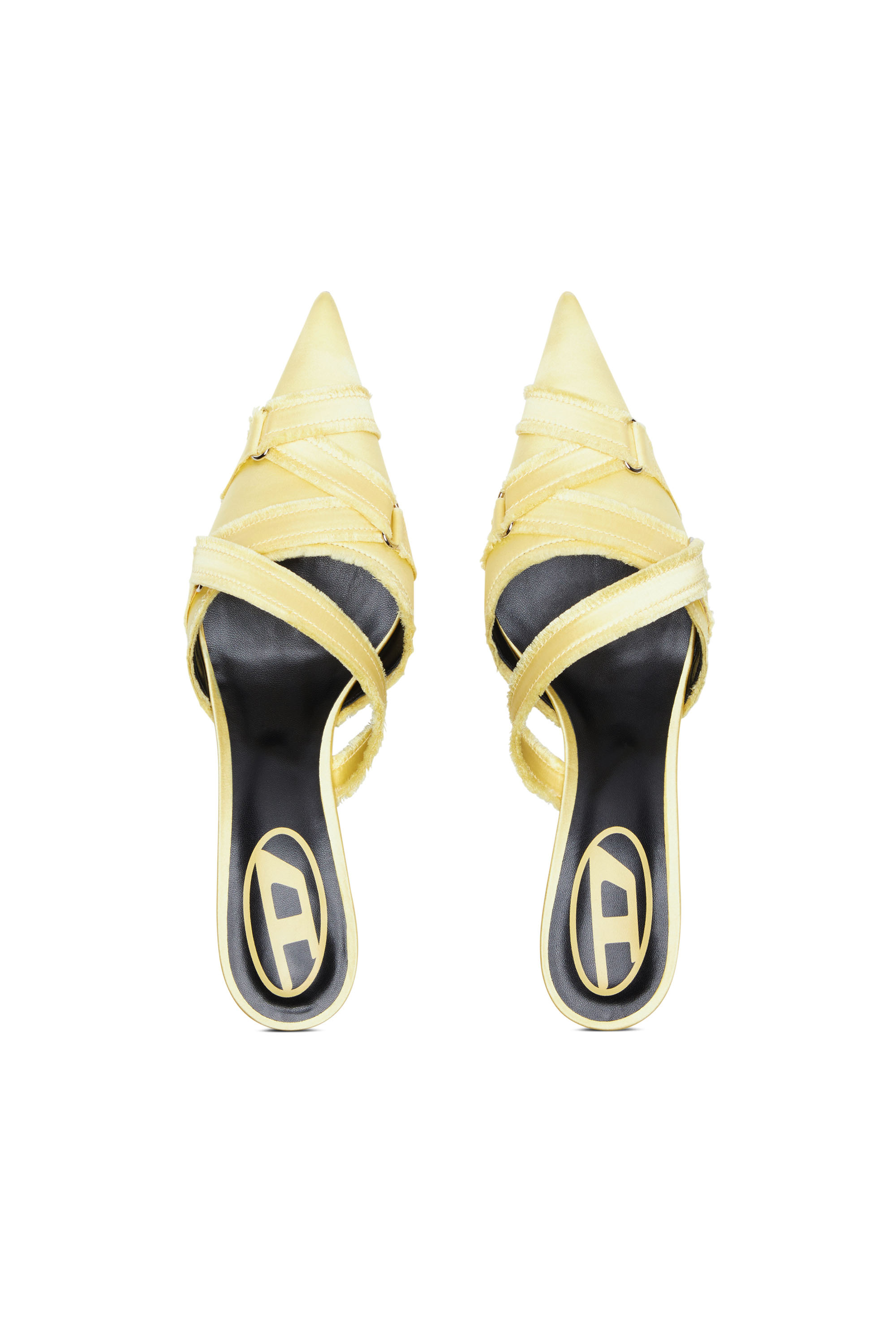 D-KITTIE ML, Yellow Diesel - D-KITTIE ML, Woman's D-Kittie ML - Satin mules with criss-cross toe in Yellow - 4
