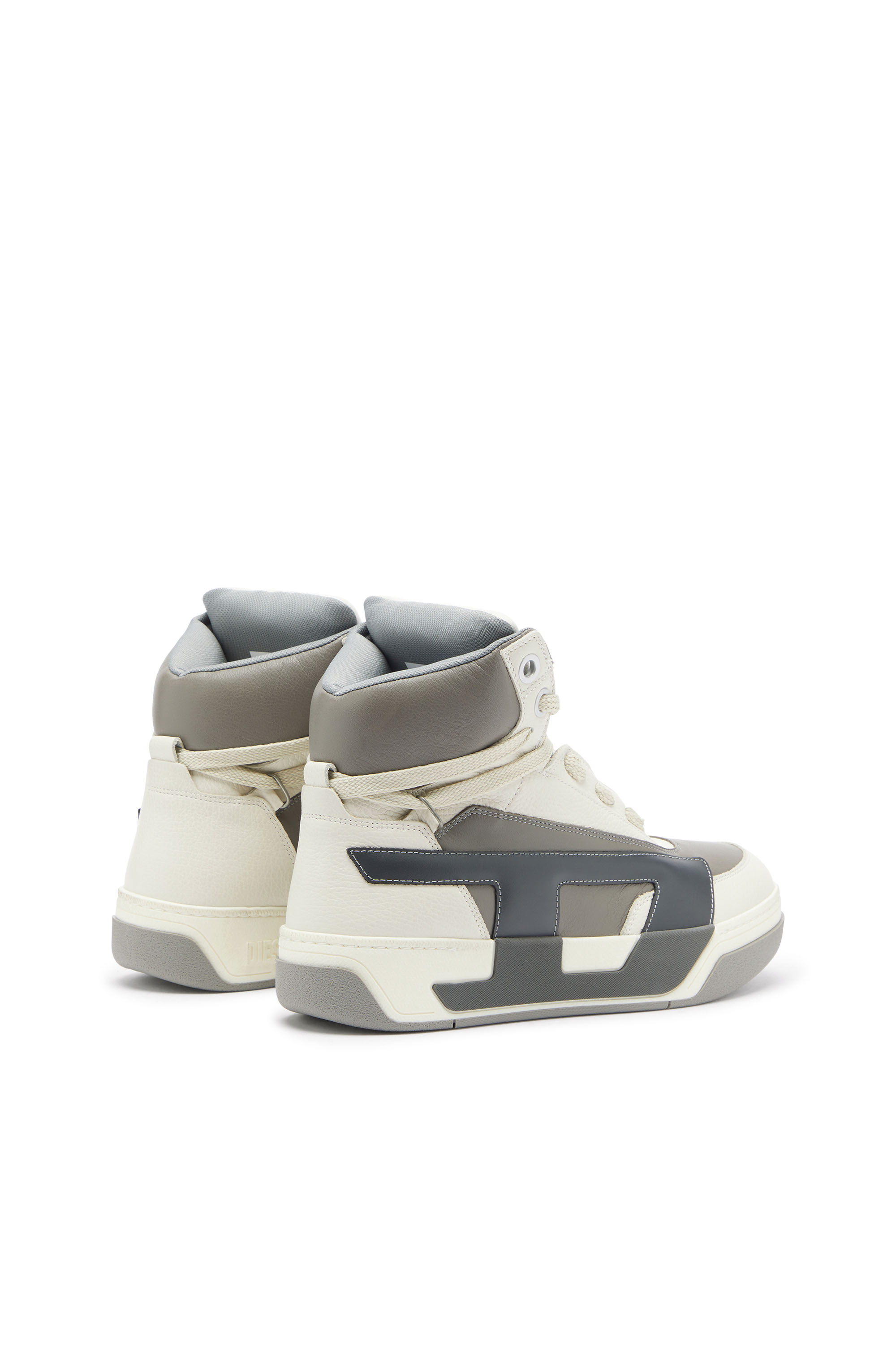 Diesel - S-D-OLLIE MID, S-D-Ollie - Sneakers montantes en cuir avec logo D Homme in Blanc - 3