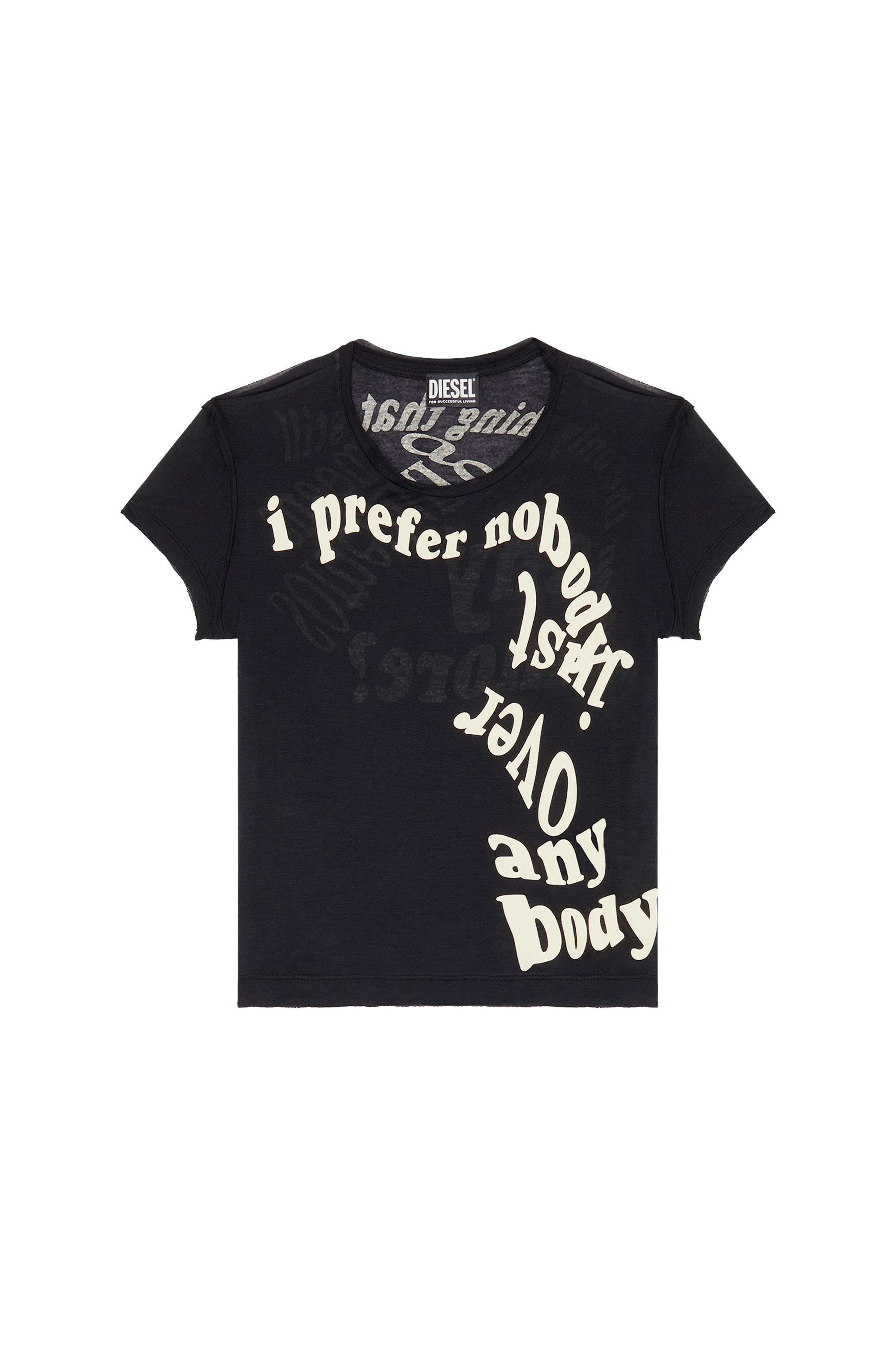 Diesel - T-UNCUTIE-RAW, Woman's Cashmere-modal T-shirt with puff prints in Black - 2