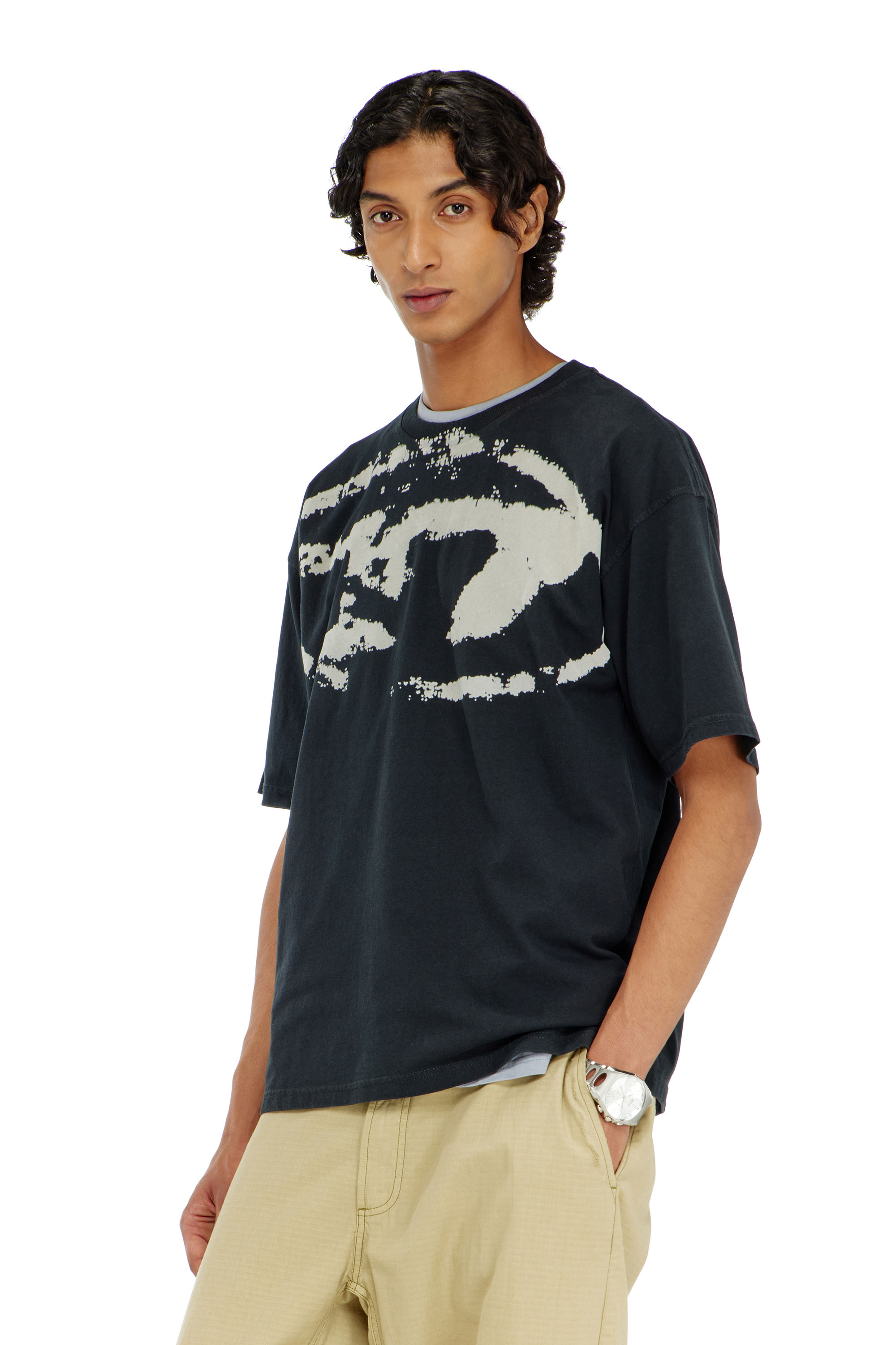 Diesel - T-BOXT-N14, Camiseta con logotipo desgastado en relieve Hombre in Negro - 3