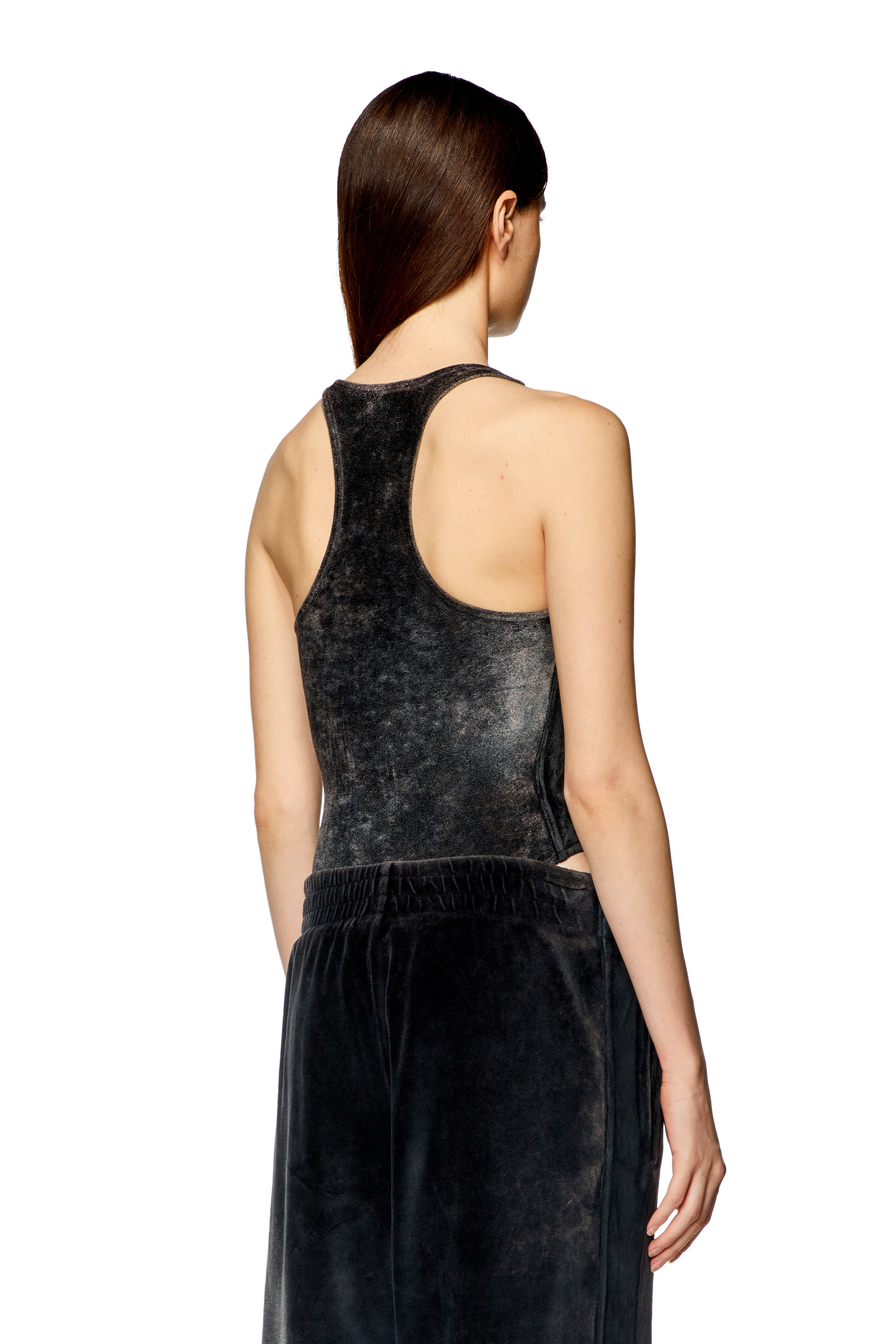 Diesel - T-VATELY, Woman's Chenille bodysuit with crystal logo in Black - 4