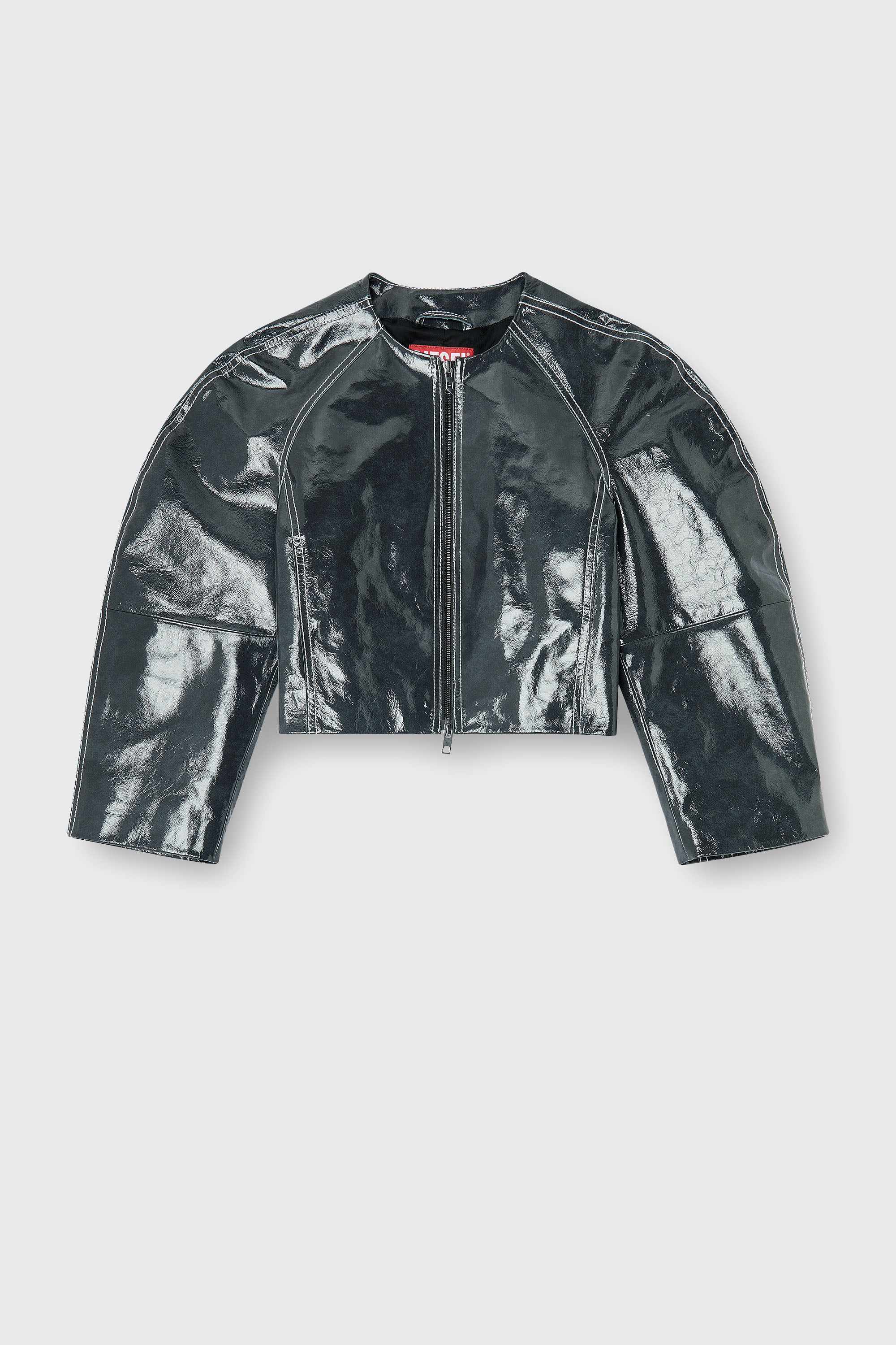 Diesel - L-ANDON, Chaqueta de charol con mangas tipo capullo Mujer in Gris - 2
