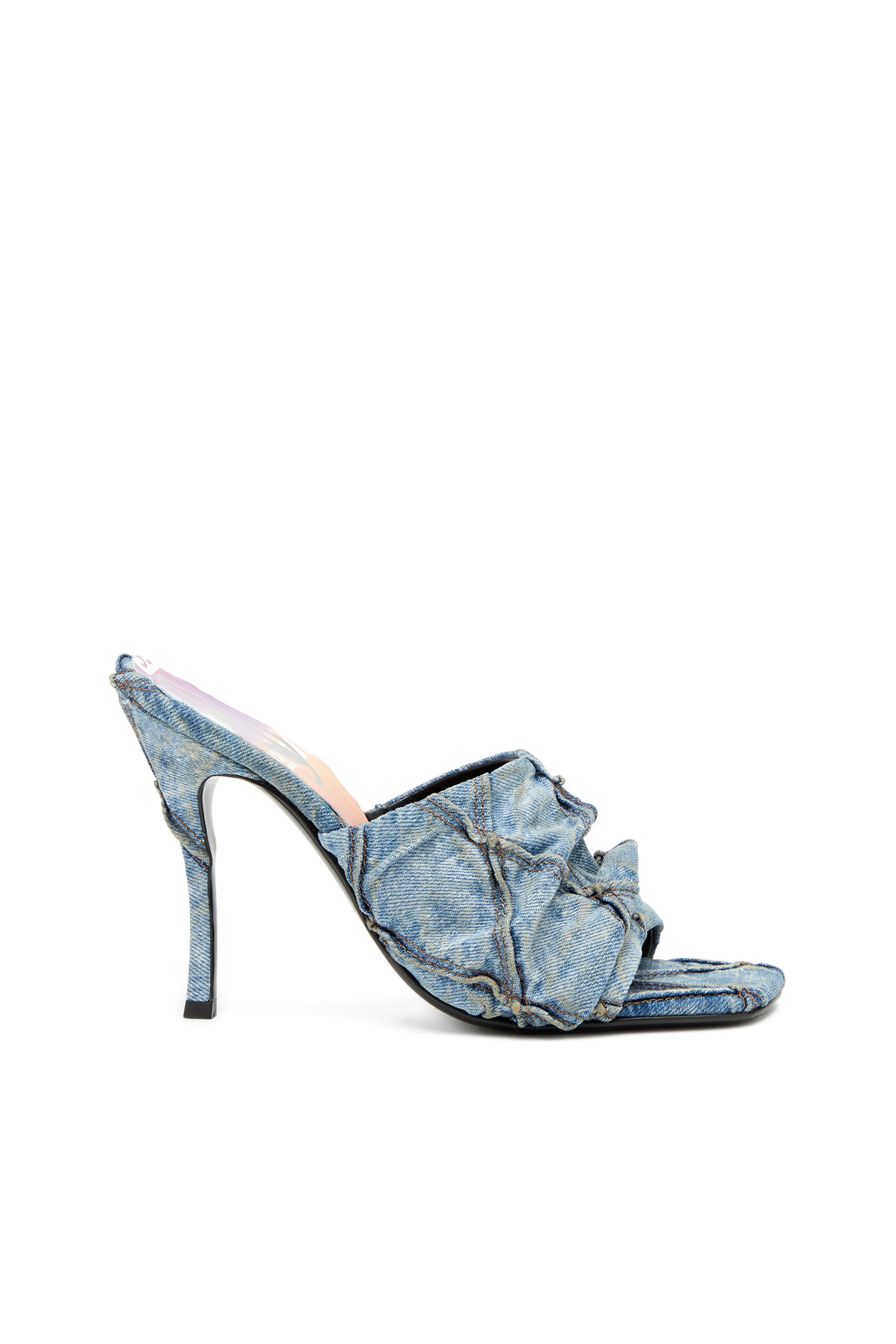 Diesel - D-SYDNEY SDL, D-Sydney-Sandales mules avec bande en denim matelassée Femme in Bleu - 1