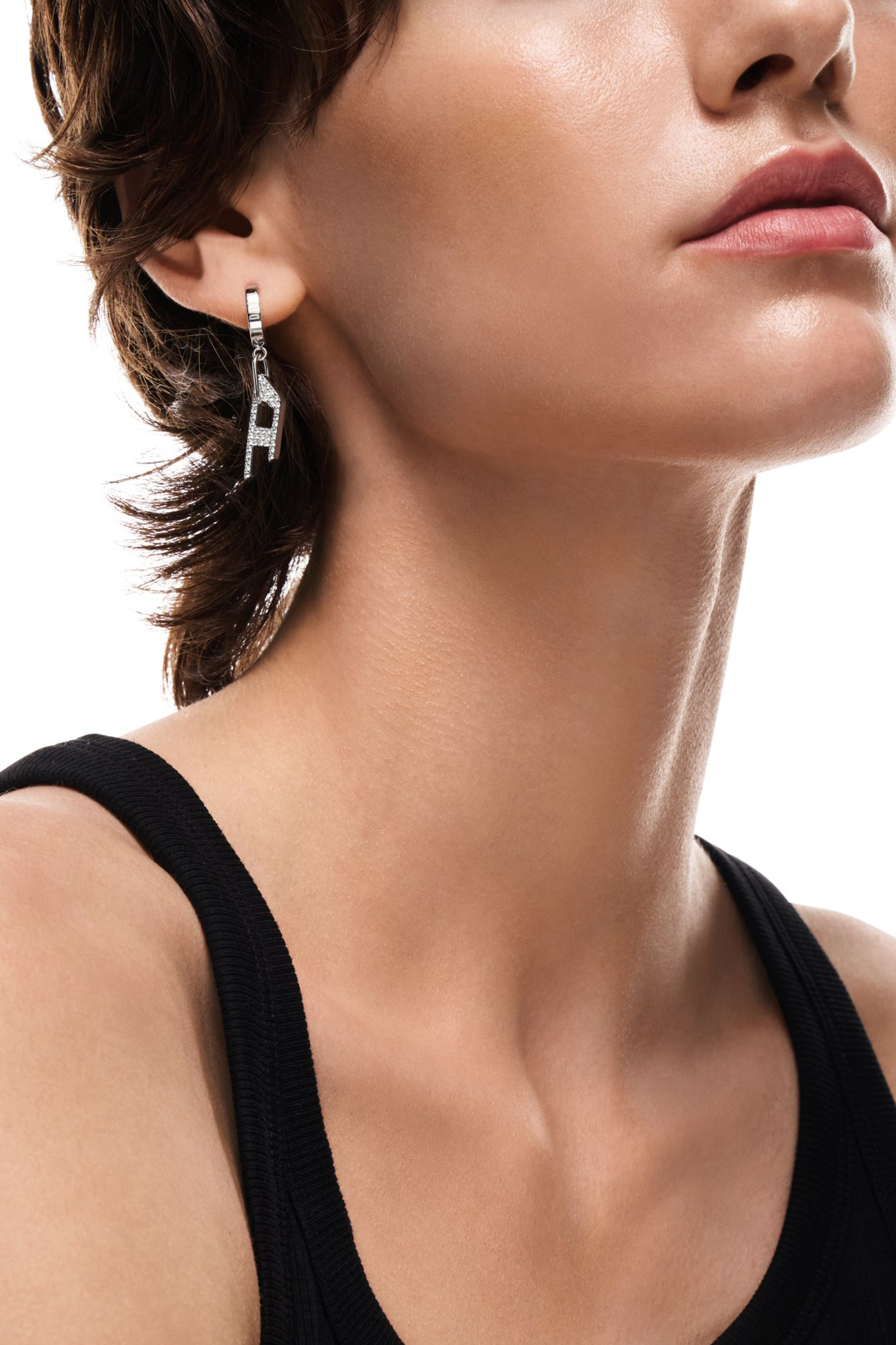 Diesel - DX1706040 JEWELLERY, Unisex's Stainless steel glitz D drop earring in Silver - 4