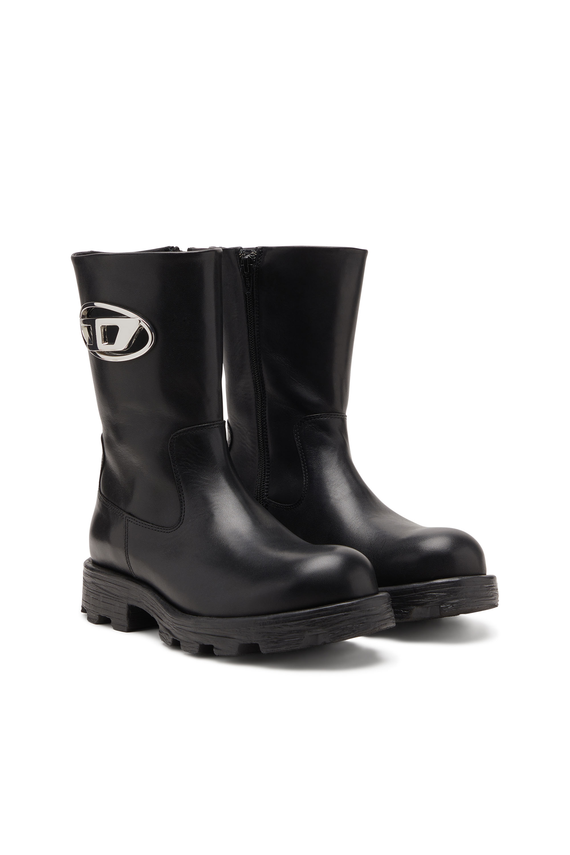 Diesel - D-HAMMER BKR D W, Female's D-Hammer-Biker boots in shiny leather in Black - 2