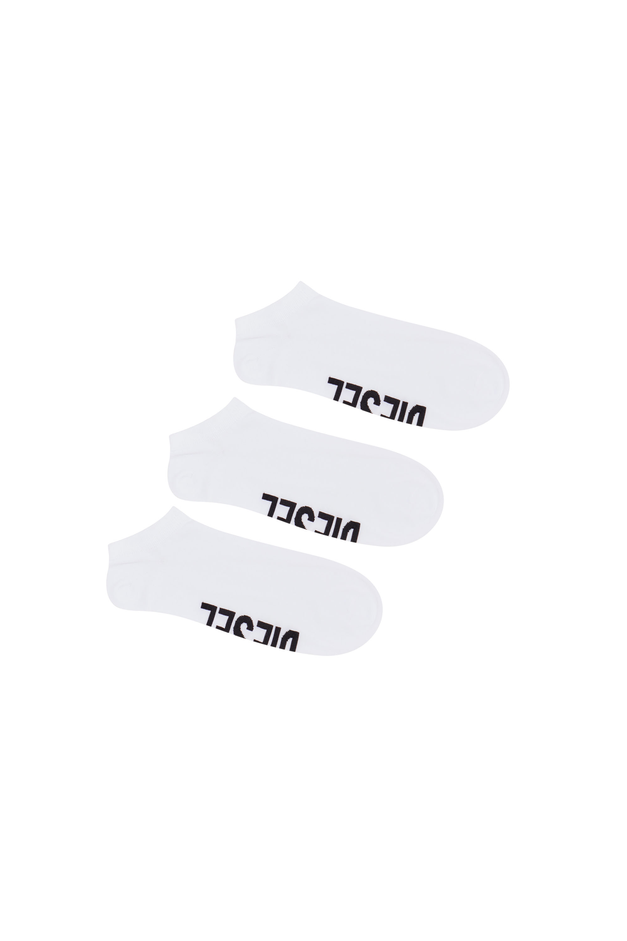 Diesel - SKM-GOST-THREEPACK, Lot de 3 paires de chaussettes basses avec logo sur le cou-de-pied Homme in Blanc - 1