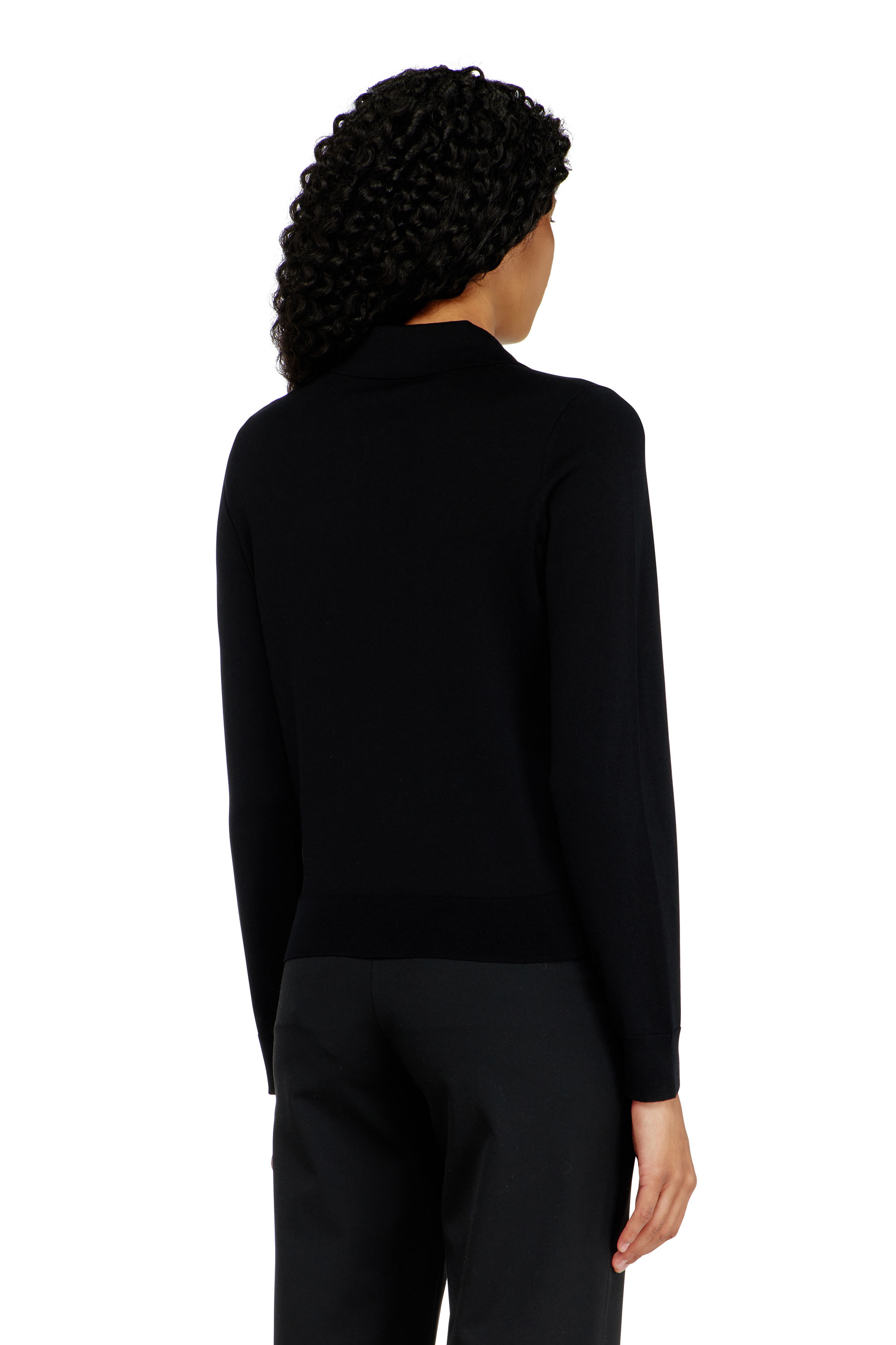 Diesel - M-LILLI, Jersey tipo polo de mezcla de seda con placa Oval D Mujer in Negro - 4