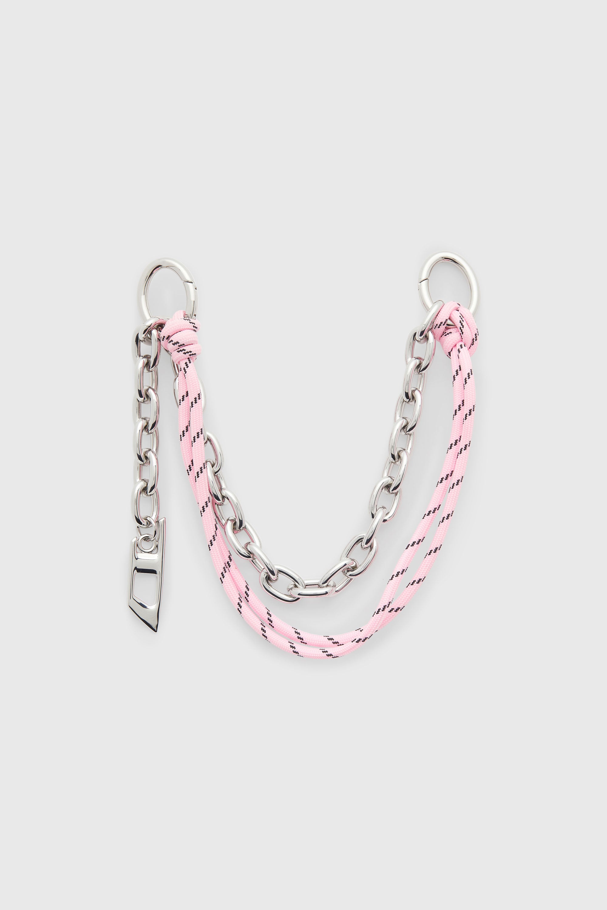 Diesel - CHAIN-D M, Female's Metal charm with chain and rope detail in Silver/Pink - 1