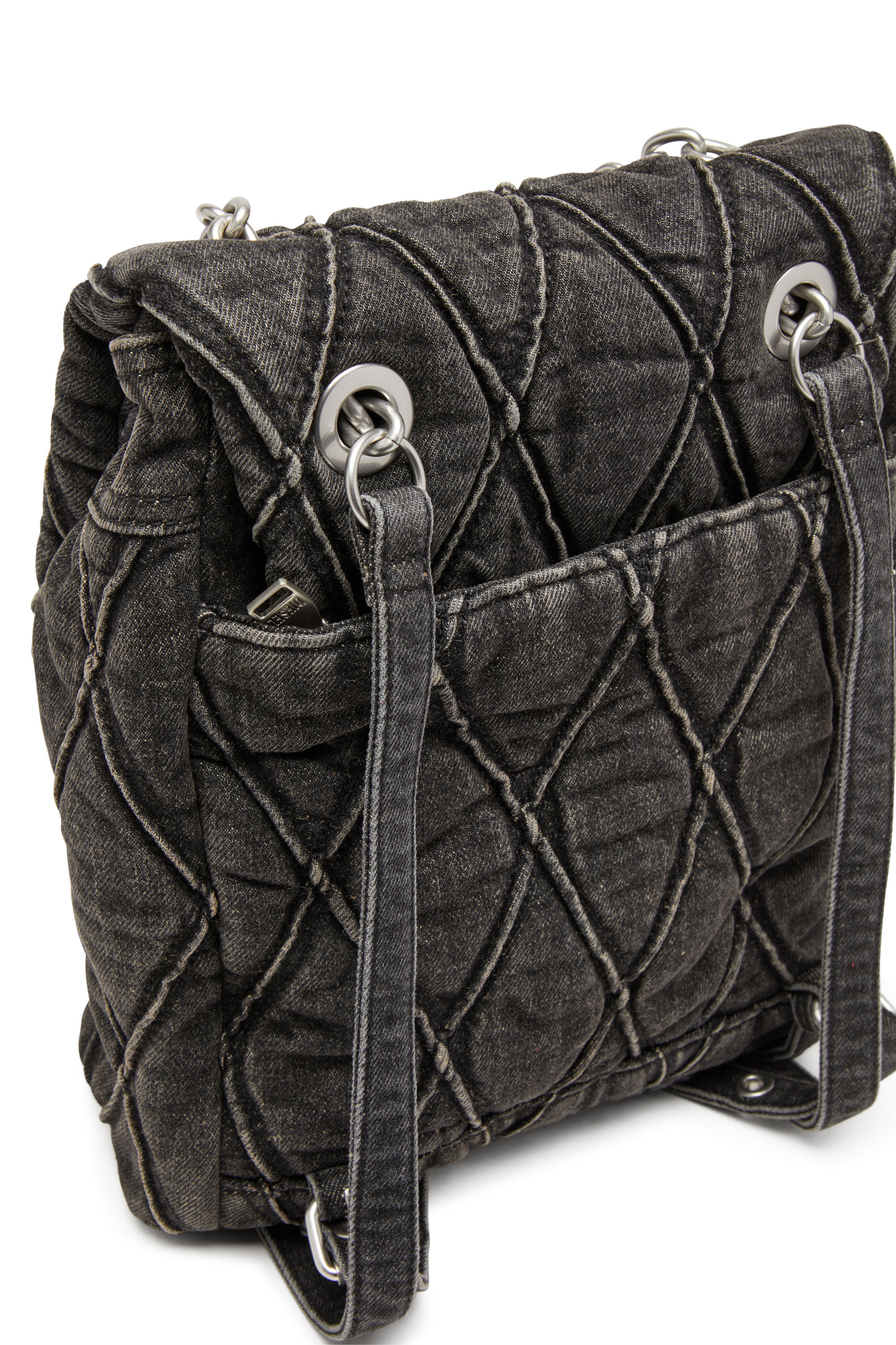 Women's Charm-D S-Backpack in Argyle quilted denim | Black
