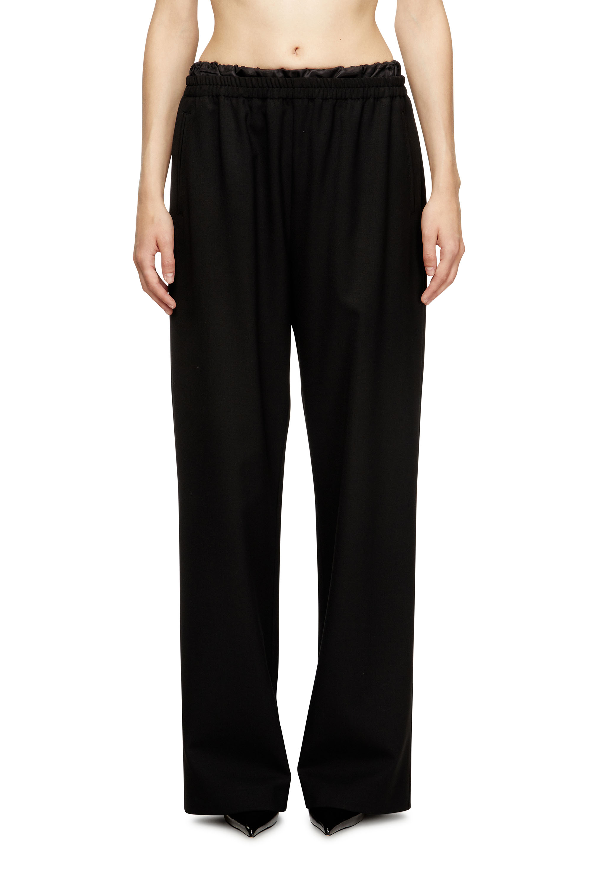 Diesel - P-YRITE-R2, Female's Wool pants with drawstring in Black - 1