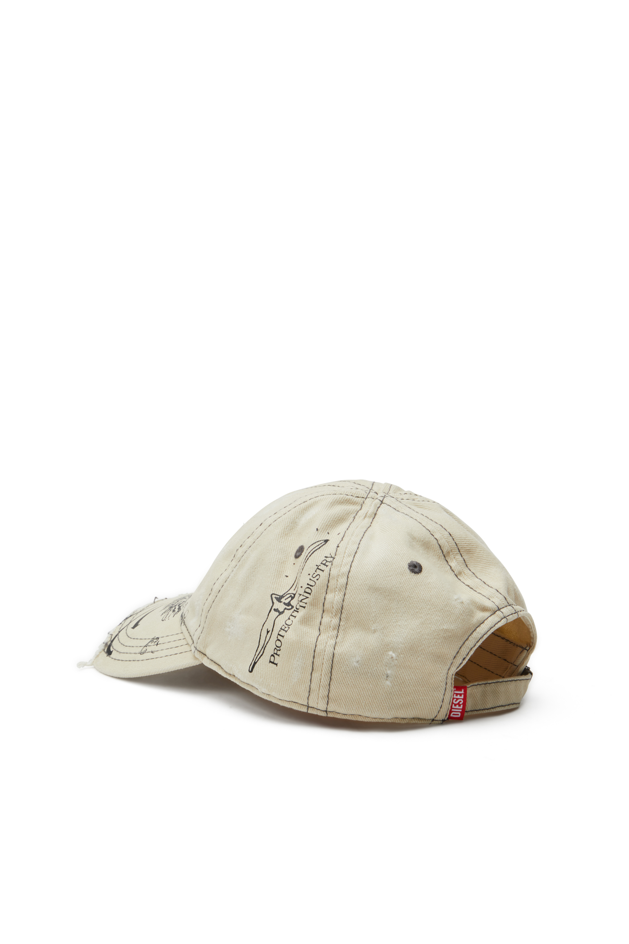 Diesel - C-FENIX, Gorra de béisbol desgastada con estampado de Phoenix Hombre in Blanco - 2