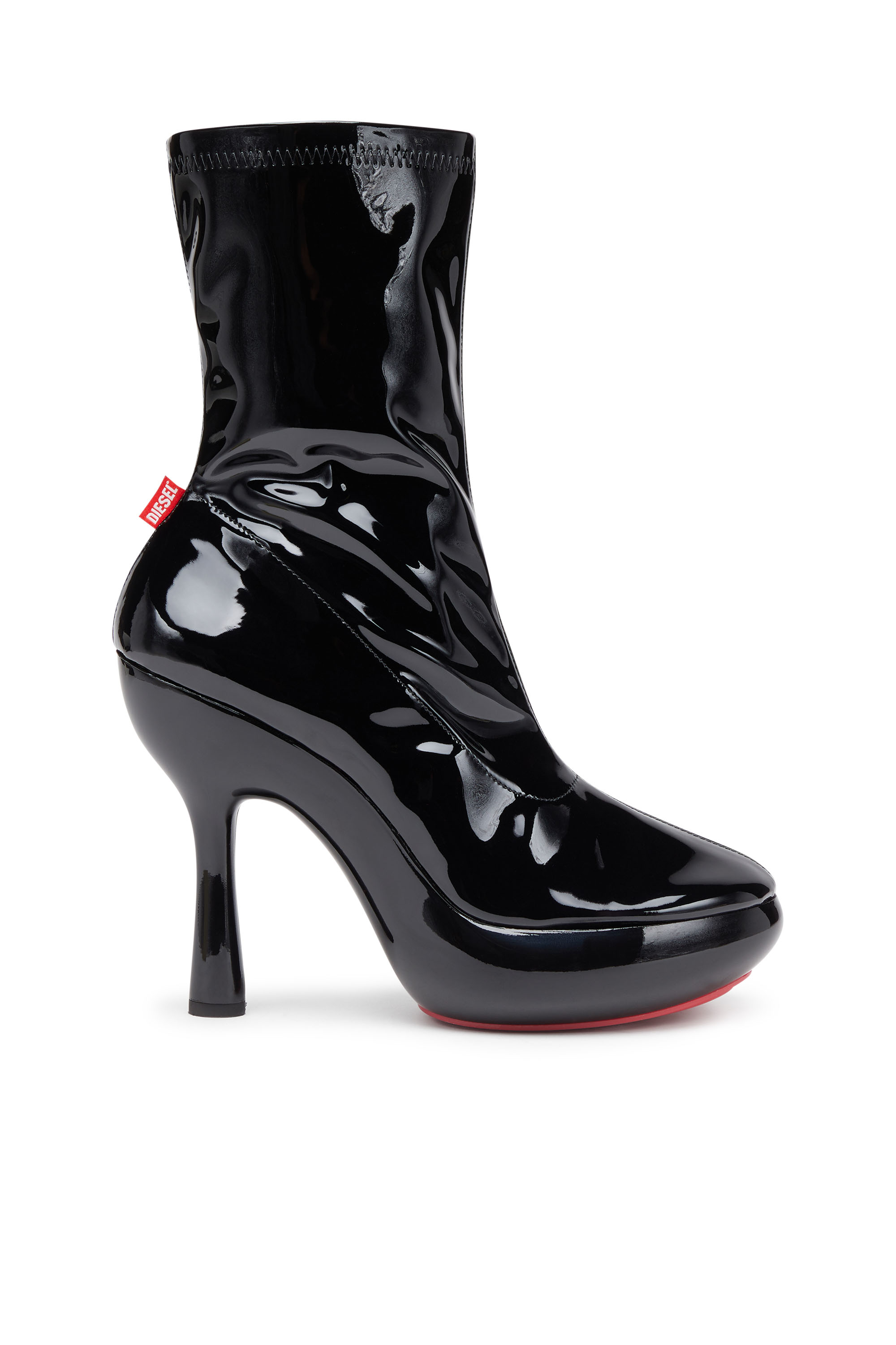 Diesel - D-LAKE PLATFORM MIDB ZIP  STRETCH, D-Lake-Bottines à plateforme en PU stretch verni Femme in Noir - 1