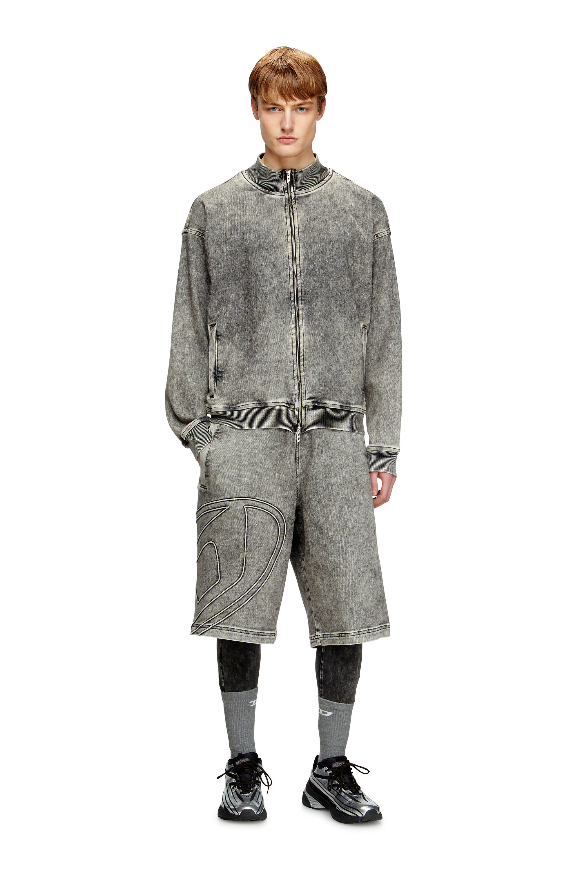 Diesel - D-ENNY-S TRACK, Track Denim bermuda avec logo Oval D Mixte in Gris - 2