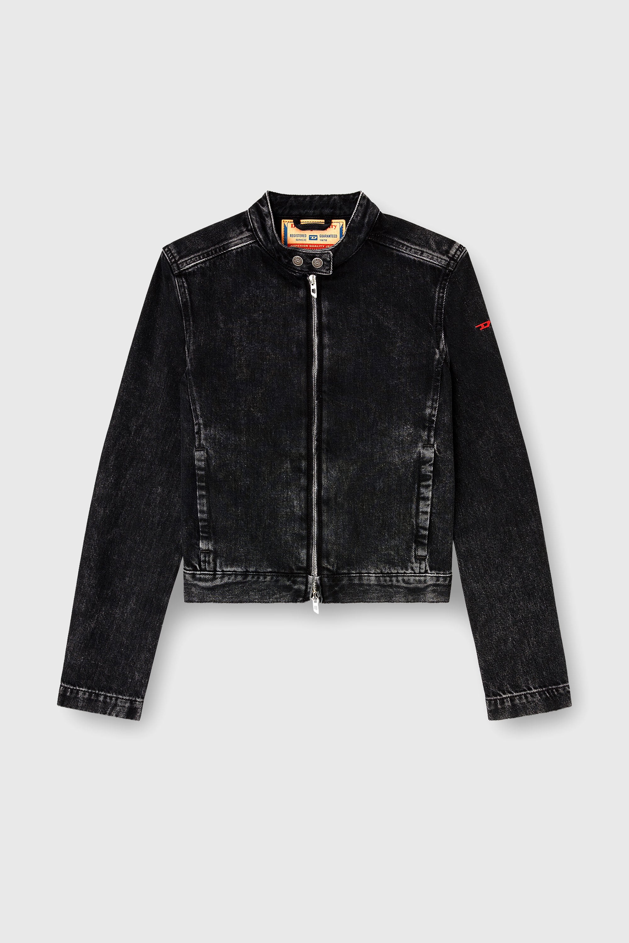 Diesel - DE-MORNIN, Chaqueta moto de mezclilla en denim de lavado oscuro Mujer in Negro - 2